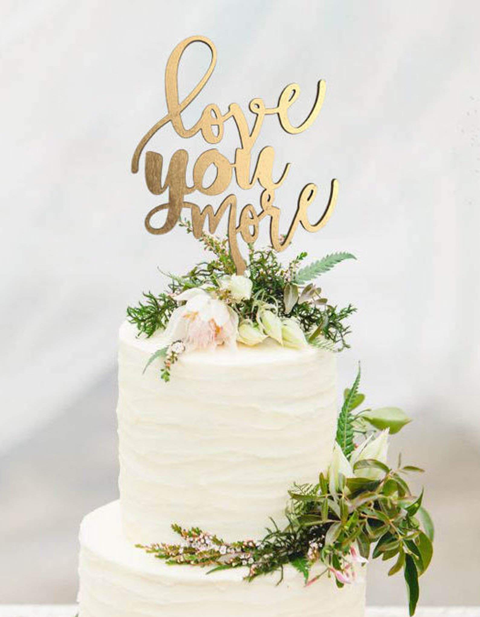 Rustic 'Love You More' Wedding Cake Topper - Handmade Country Chic Cake Decor for Weddings, Beach & Rustic Themed Celebrations - Perfect for Anniversary, Engagement & Bridal Showers