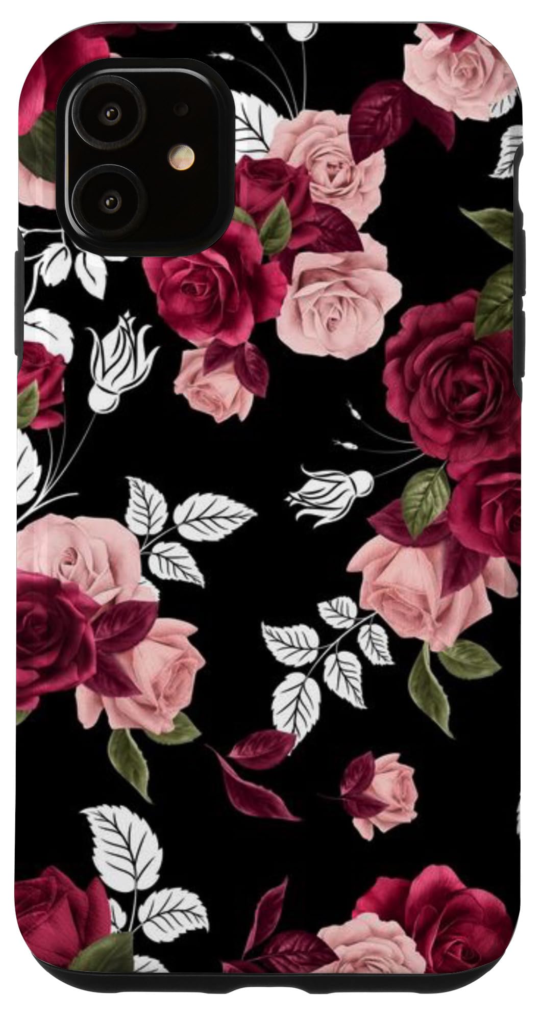 iPhone 11 Case - Rose Pink Floral Watercolor Design with Burgundy Bouquet | Slim Protective Cover for Women & Girls | Perfect for Daily Use, Work & Travel