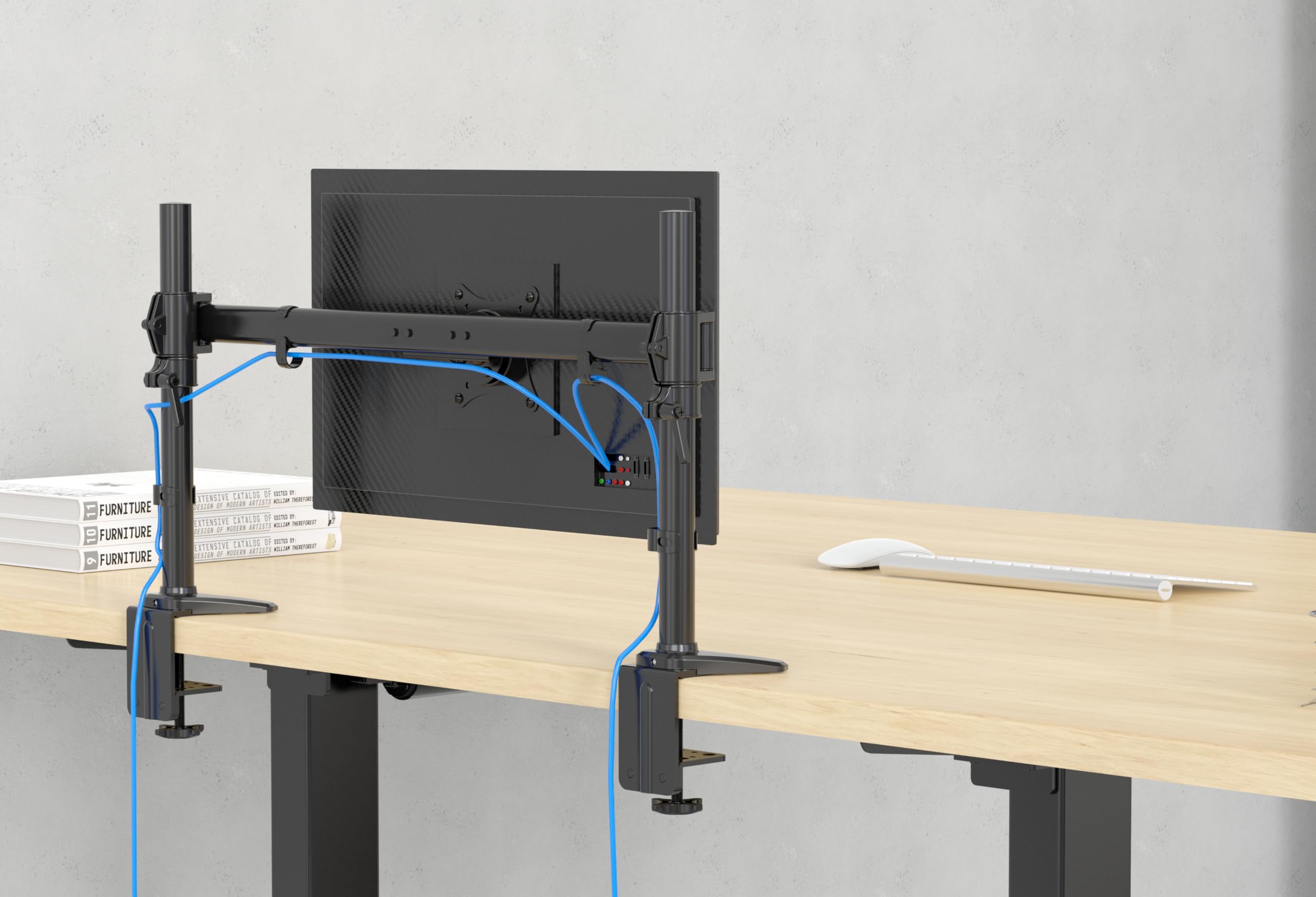 HFTEK MS121C-N Heavy Duty Monitor Mount for 17-49 Inch Flat & Curved Screens - 20kg Load Capacity per Arm, Height Adjustable, Tilt & Swivel - VESA 75x100/100x100 - Perfect for Home Office, Gaming Setup & Workstation Ergonomics