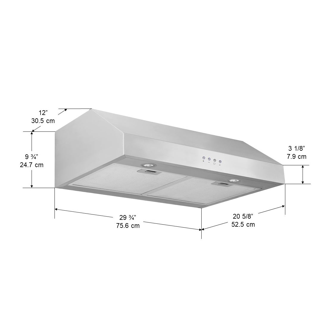 Advanta Pro III 30-Inch 450 CFM Under Cabinet Range Hood - Powerful Kitchen Ventilation for Smoke & Odor Removal - Perfect for Home Cooking, Grilling & Baking