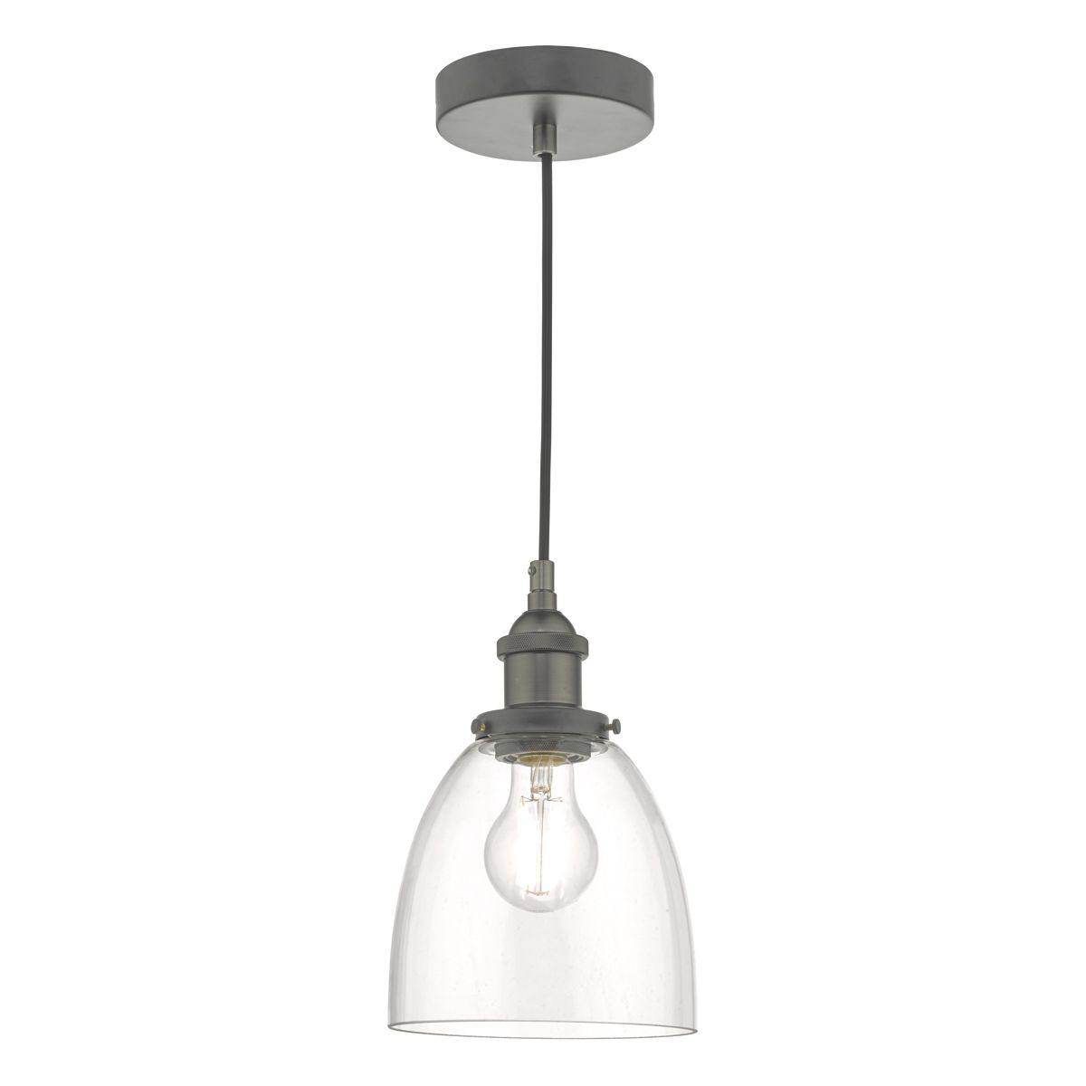 Vintage Arvin Pendant Light - Antique Chrome Finish with Glass Shade for Dining Room, Kitchen Island or Bedroom Lighting