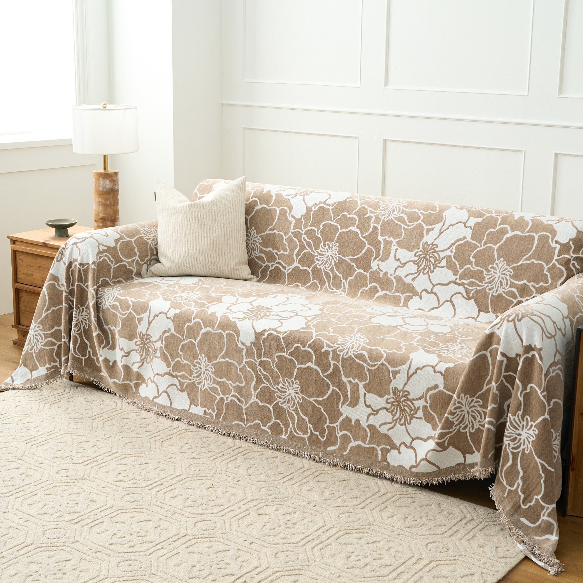 Floral Harmony Sofa Cover - Stylish & Durable Stretchable Couch Slipcover for Living Room, Home Decor, and Pet Protection