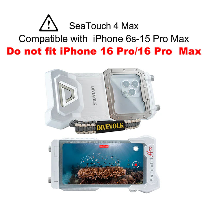 Divevolk SeaTouch 4 Max & 4 Max Plus Waterproof Touchscreen Underwater Housing for Scuba Diving, Snorkeling & Underwater Photography