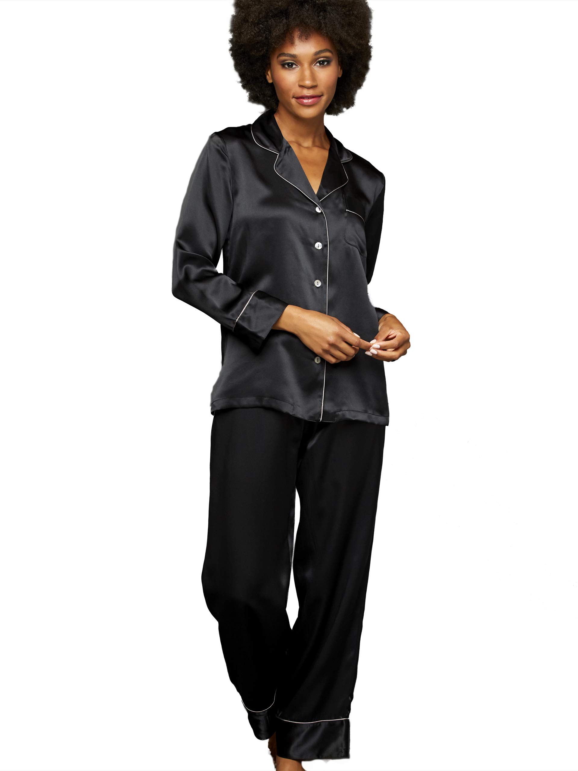 Women's 100% Silk Pajama Set - Soft & Luxurious Sleepwear for Comfortable Nights - Perfect for Relaxation, Lounging & Gift Giving