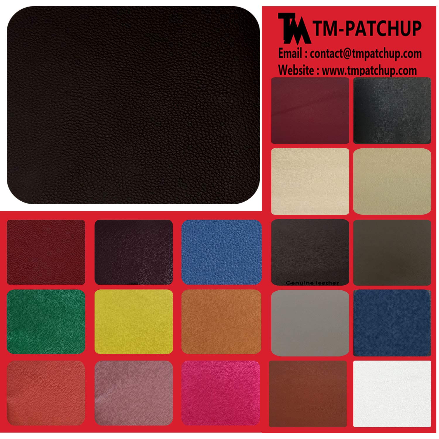 TMgroup Genuine Leather Repair Patches - 6x3 Inch Peel & Stick Furniture Patch Kit for Couches, Sofas, Car Seats & Handbags (Black Brown, 1-Pack) - Perfect for Home, Office & Vehicle Interior Repair