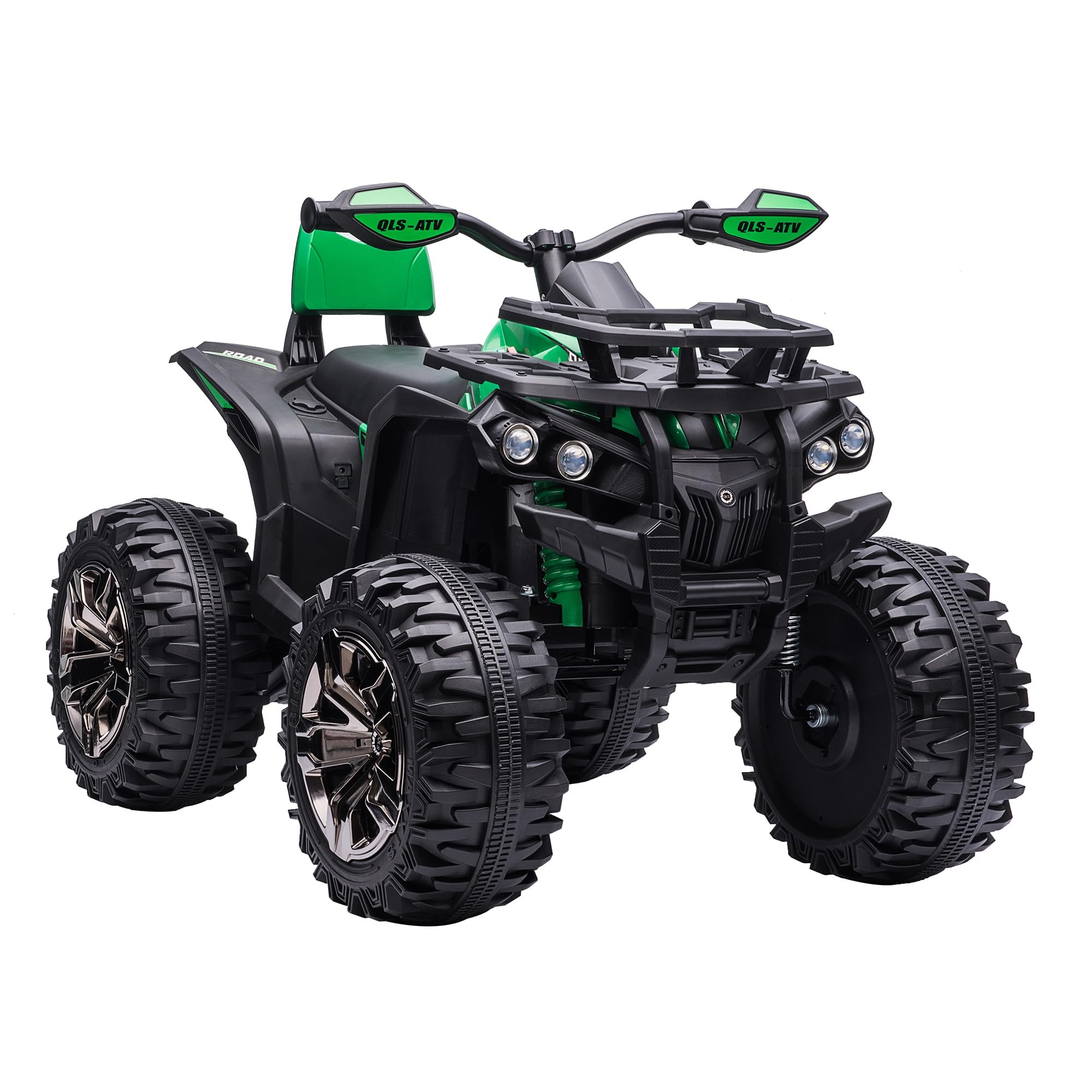 HOMCOM 12V Kids Electric Quad for Ages 3+ with 2 Motors, LED Lights, Music & Suspension Tires - Battery Powered Ride-On Toy with Forward/Reverse Buttons (100x65x73cm, Green) - Perfect for Outdoor Play, Birthday Gifts & Backyard Adventures