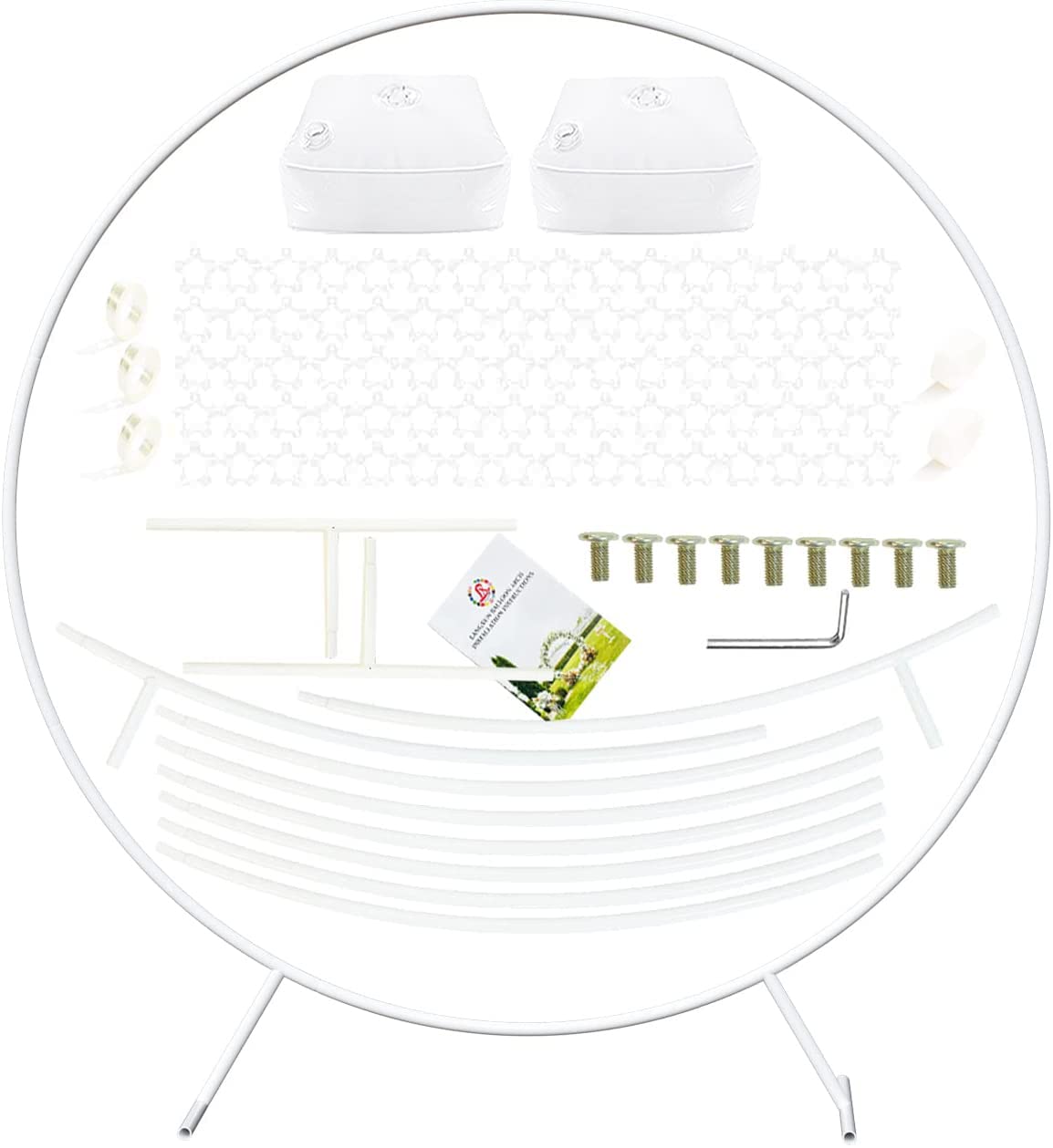 LANGXUN 7.2ft White Metal Round Balloon Arch Kit - Perfect for Birthday Parties, Weddings, Graduations & Baby Showers | Durable Event Decor & Photo Backdrop for Indoor/Outdoor Celebrations
