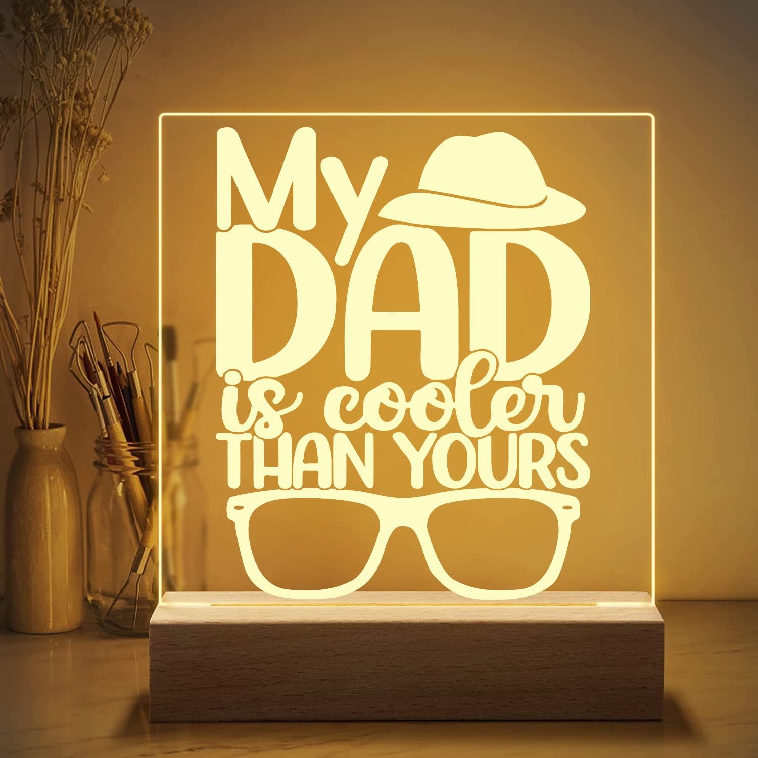 DOPTIKA Acrylic USB Low Power Night Light - Best Birthday & Father's Day Gift for Dad | Cool Personalized Lamp for Bedroom, Office, or Home Decor