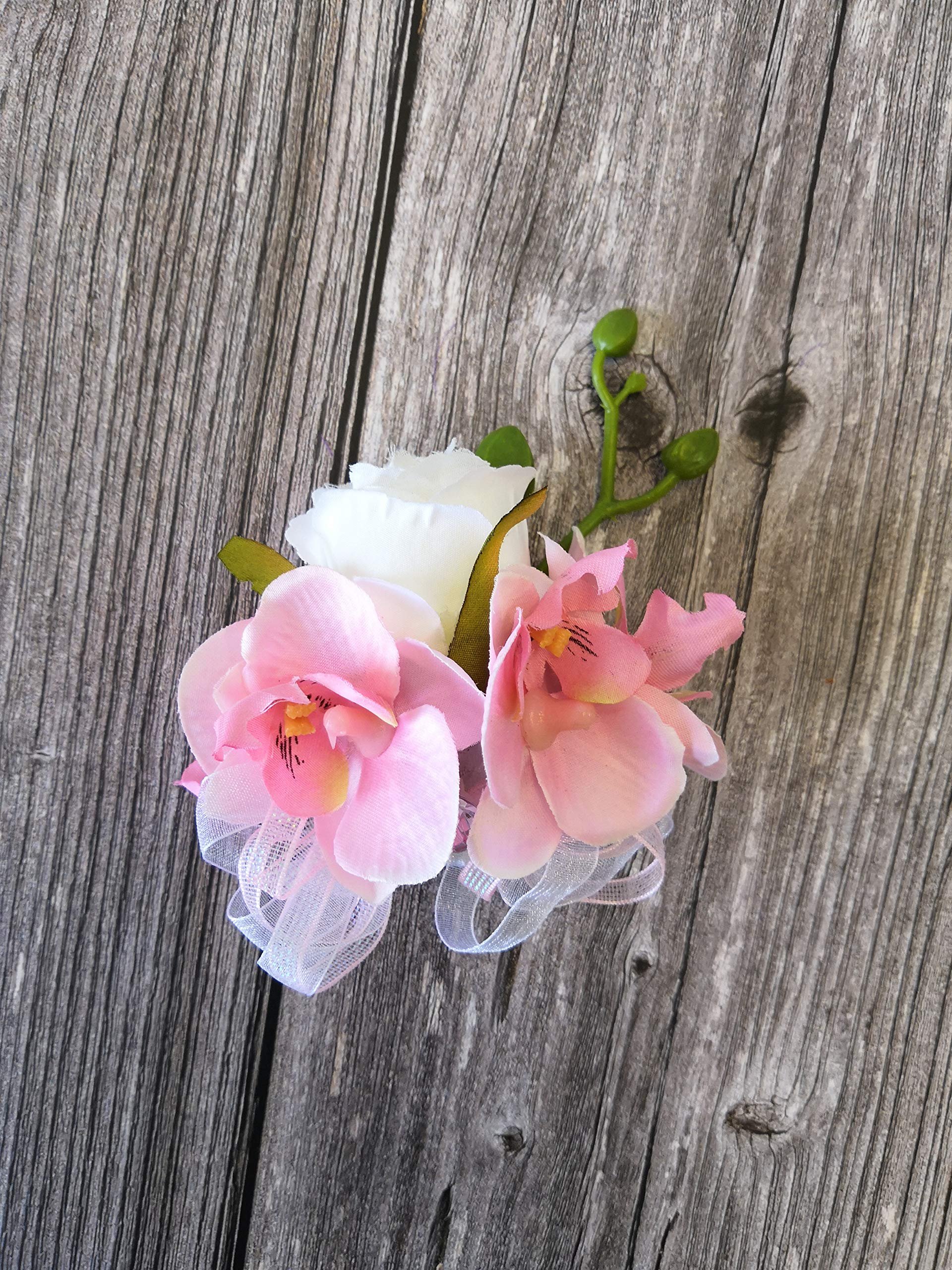 Elegant Pink Rose & Lily Prom Corsage Boutonniere Set - Wedding Party Flower Pin for Wrist, Hand, Dress & Suit - Perfect for Prom, Homecoming, Bridal Showers & Formal Events