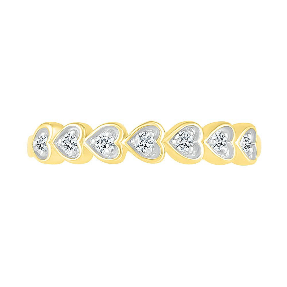 10kt Gold Round White Diamond Fluttering Heart Band Ring for Women - 1/10 CTTW Dainty Stackable Ring - Perfect for Valentine's Day, Anniversary & Everyday Elegant Jewelry Gift