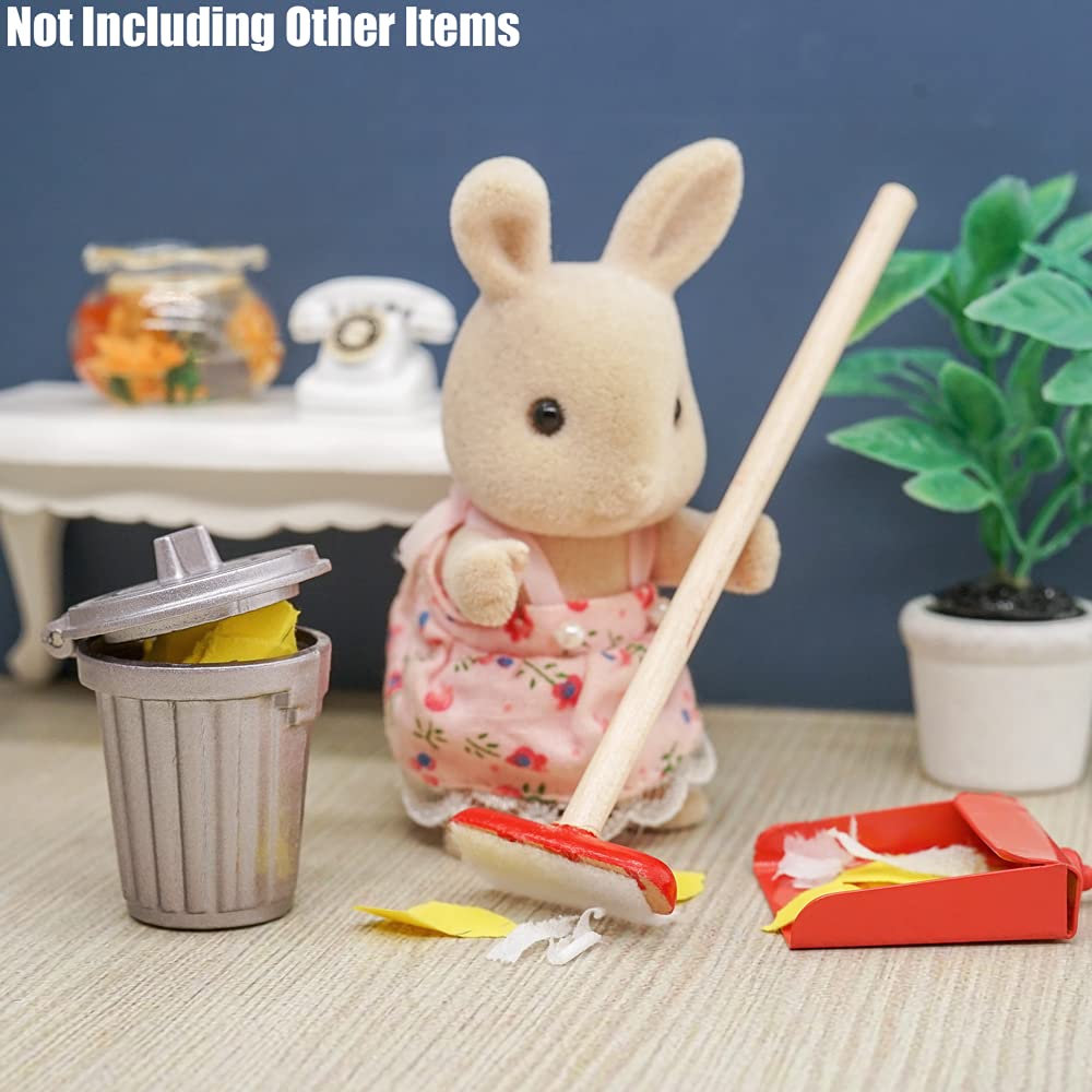 1/12 Scale Miniature Gray Trash Can - Odoria Dollhouse Accessories for Realistic Home Decor, DIY Projects & Model Scenes