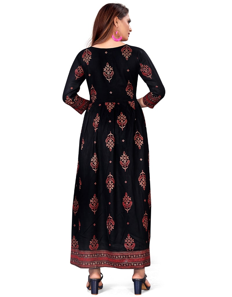 Stylish Black Heavy Designer Rayon Gown - 14 Kg Elegant Formal Dress for Evening Parties & Special Occasions