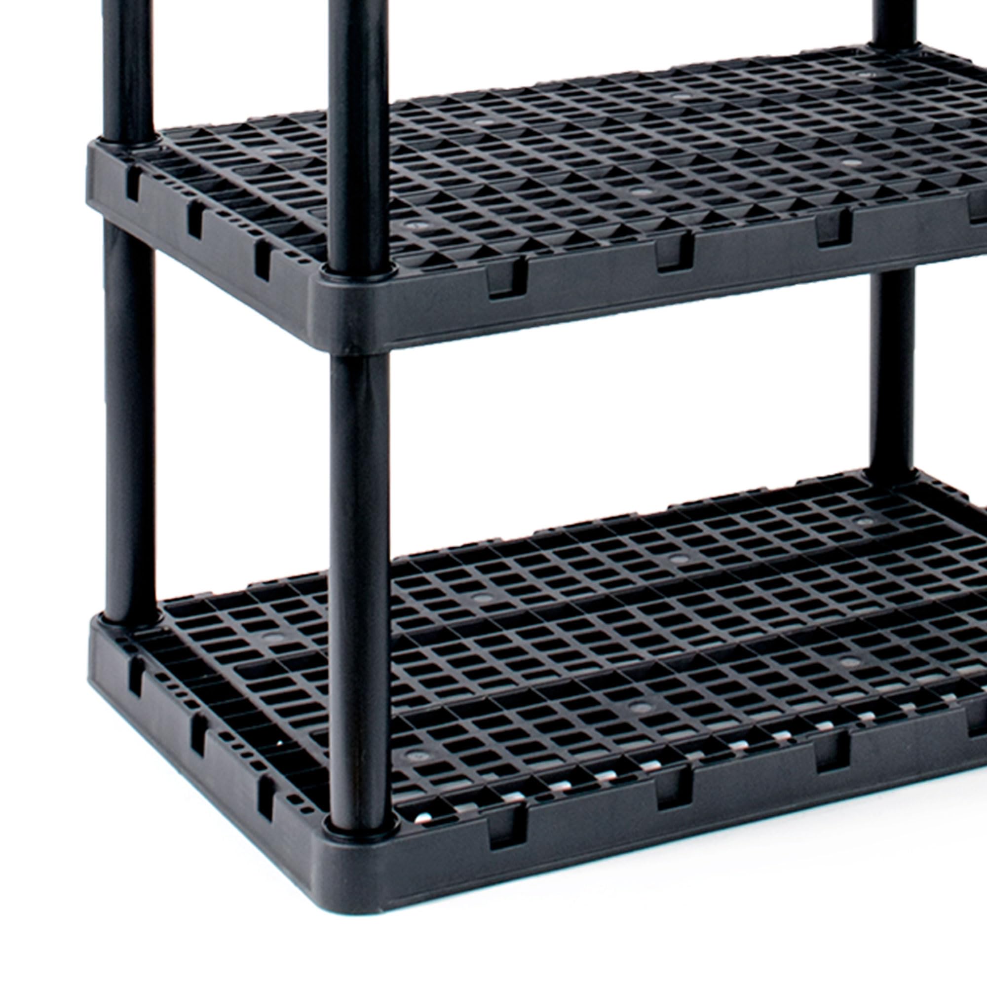 Gracious Living 4-Pack XL Heavy-Duty Storage Shelves | Knect-A-Shelf System | Black Metal Shelving Unit | Perfect for Garage, Basement & Closet Organization