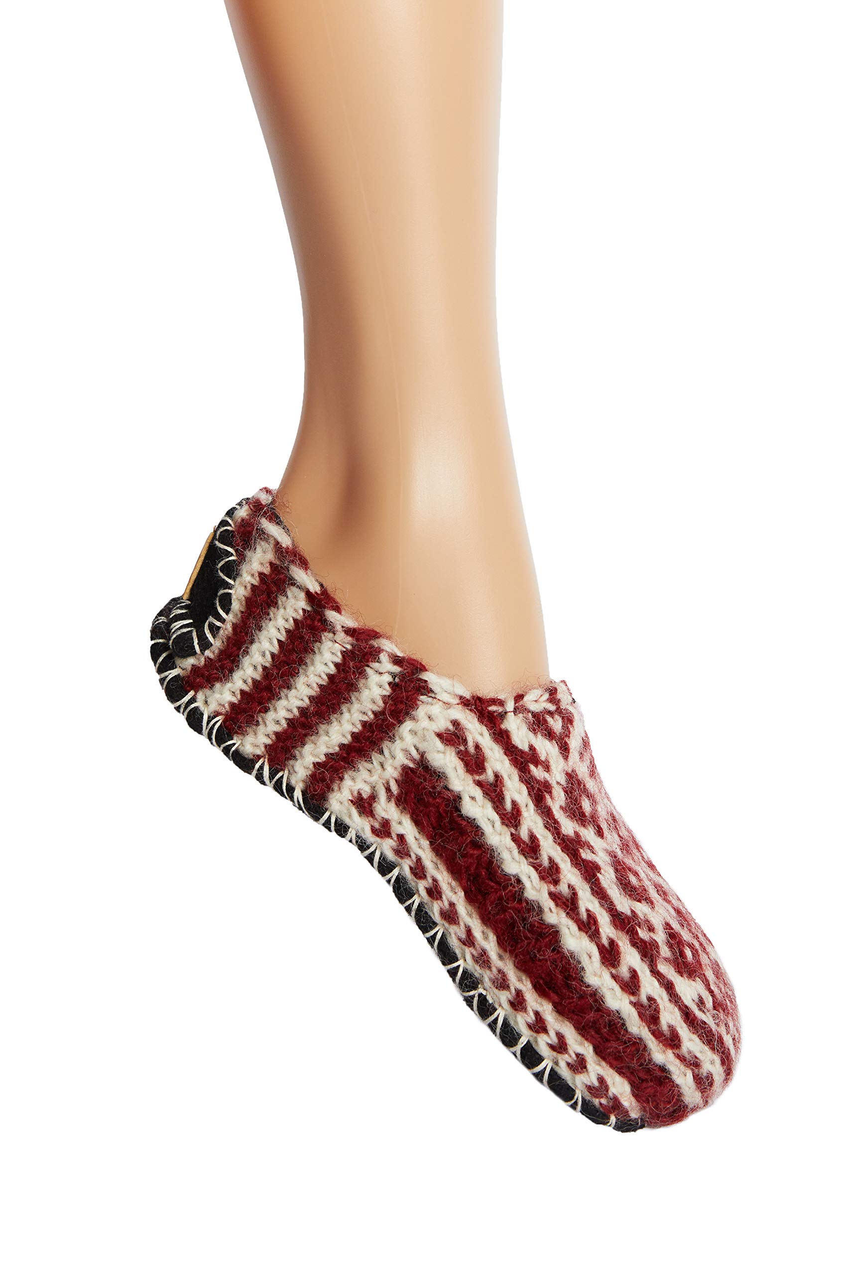 Warm Hand-Knit Tibetan Wool Socks with Fleece Lining - Cozy Bootie Slippers for Winter Comfort at Home & Travel