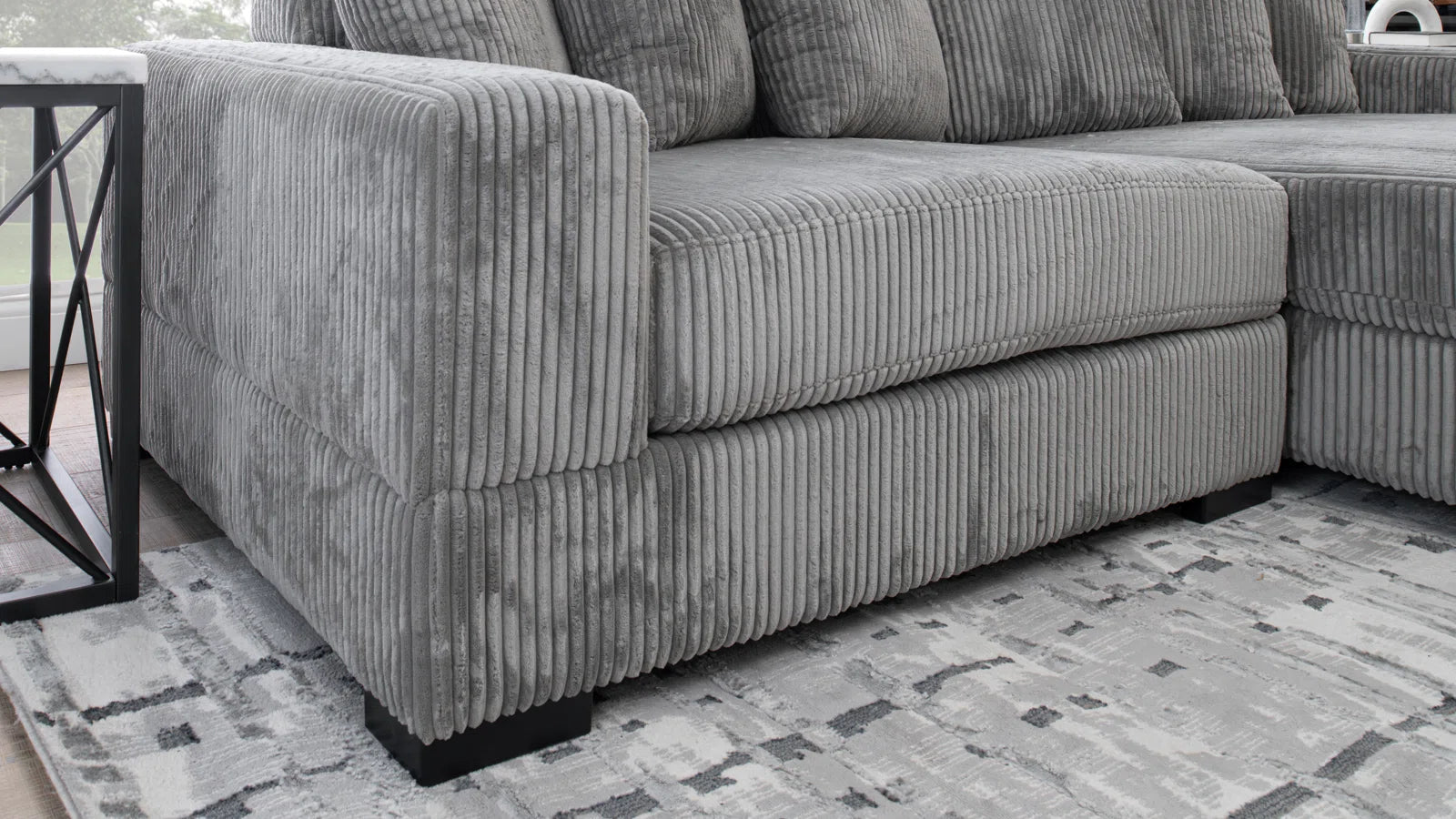 2-Piece Corduroy Sectional Sofa Set - Modern Velvet Living Room Couch with Chaise | Comfortable L-Shaped Sofa for Small Spaces, Apartments & Cozy Home Decor