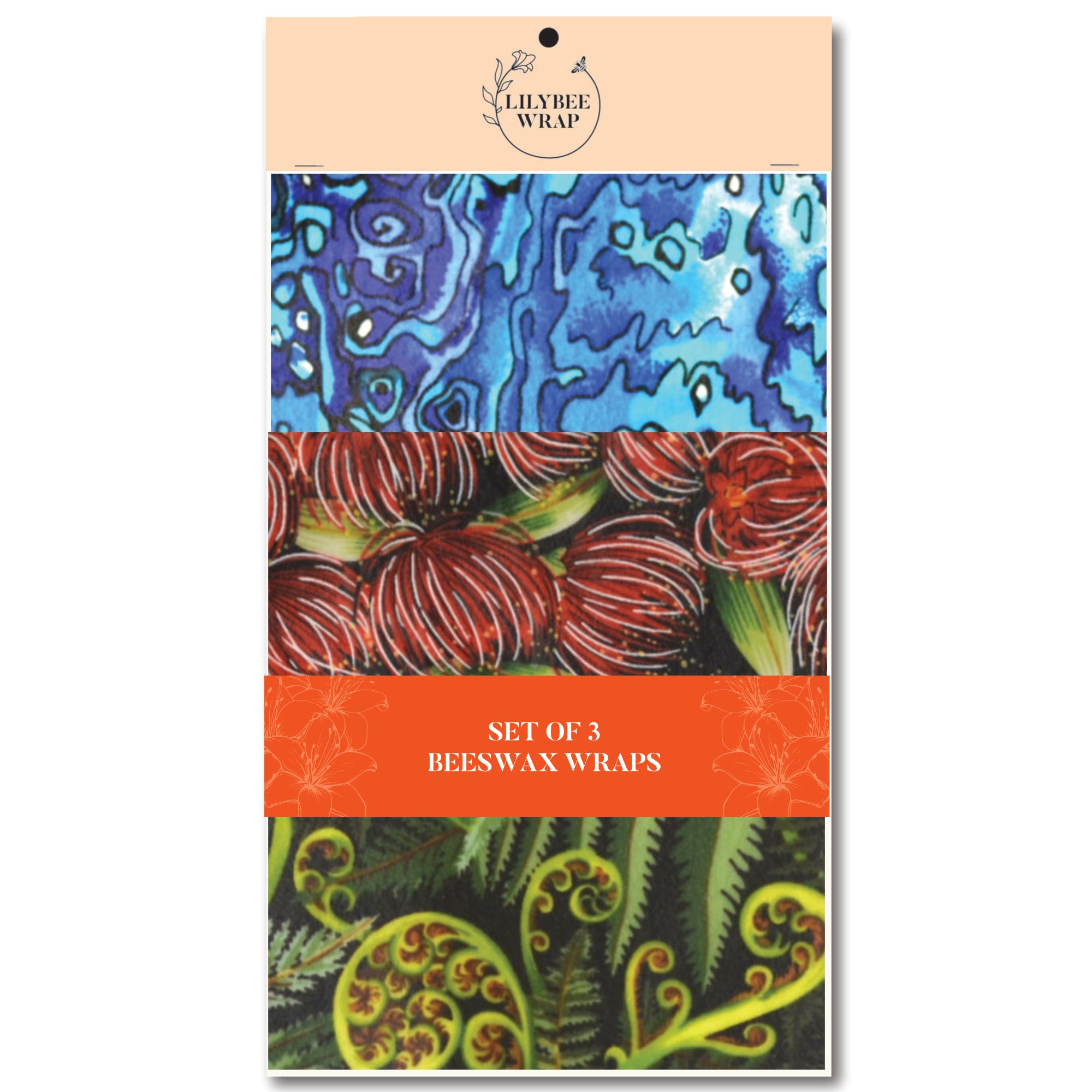 Eco-Friendly Kiwiana Classics Beeswax Food Wraps - Set of 3 Reusable Sustainable Food Covers for Sandwiches, Fruits & Meal Prep - Perfect for Picnics, Lunches & Zero Waste Kitchen