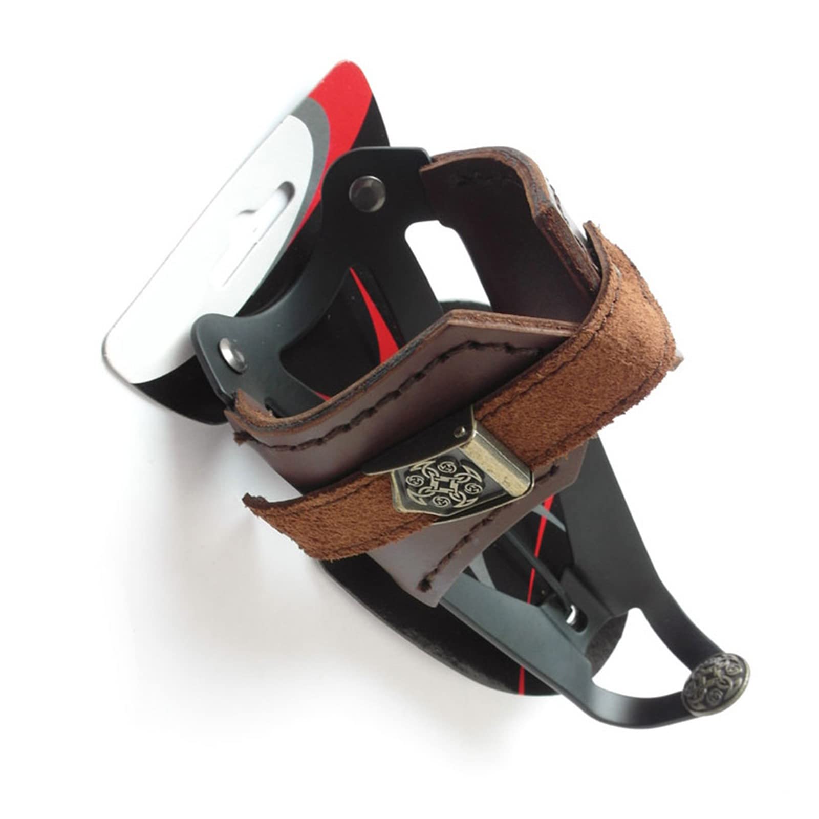 Vintage Cow Leather Motorcycle Water Bottle Holder - No Screws Needed, Universal Bike Cup Mount for Bicycles, Strollers & Walkers | Perfect for Commuting, Outdoor Adventures & Daily Use