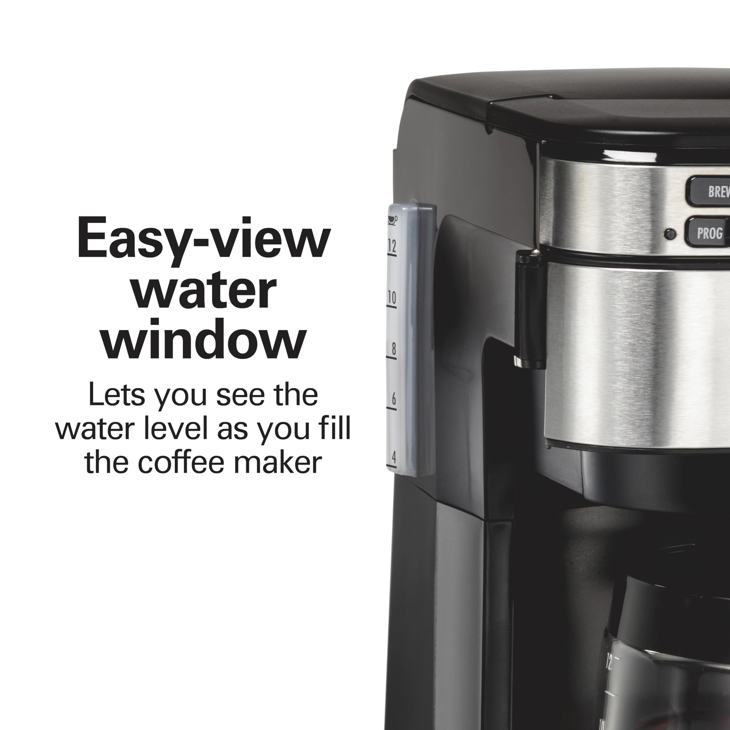 Hamilton Beach 12-Cup Programmable Drip Coffee Maker with Front Access Easy Fill, Pause & Serve Feature, 3 Brewing Options - Perfect for Home, Office & Entertaining (Black, Model 46310)