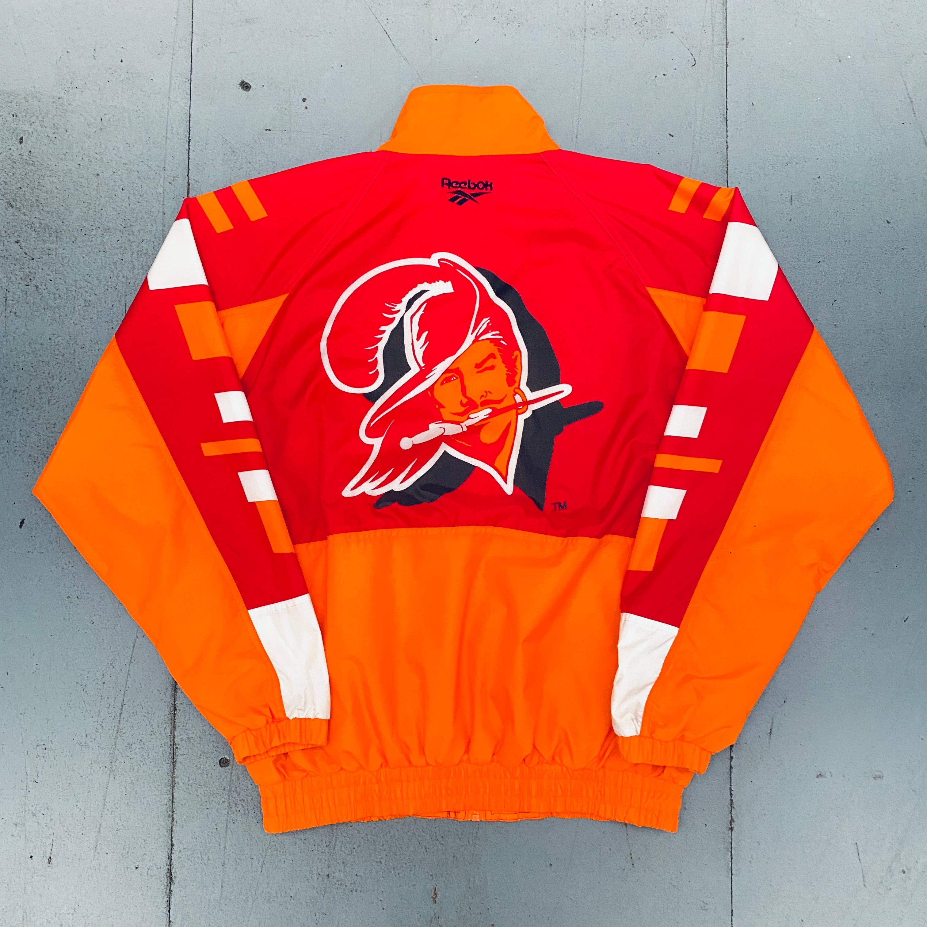 Vintage 1990s Tampa Bay Buccaneers Reebok Creamsicle Full-Zip Windbreaker Jacket - Size Large | NFL Throwback Football Fan Apparel for Men | Perfect for Game Day, Tailgating & Retro Sports Fashion
