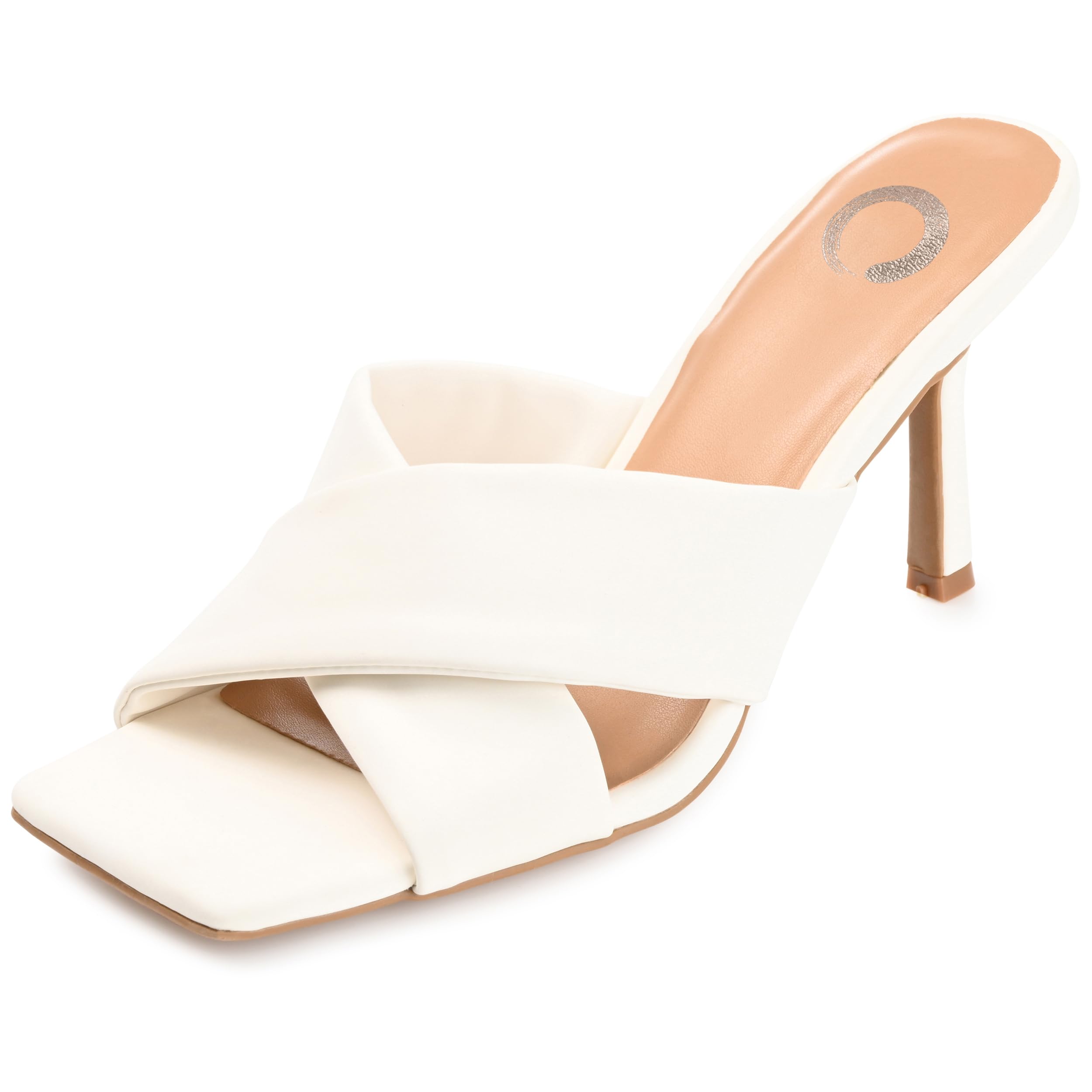 Journee Collection Women's Criss-Cross Slip-On Slide Sandals - Comfortable White Summer Shoes Size 6 Medium (B,M) - Perfect for Beach, Pool, and Casual Outings