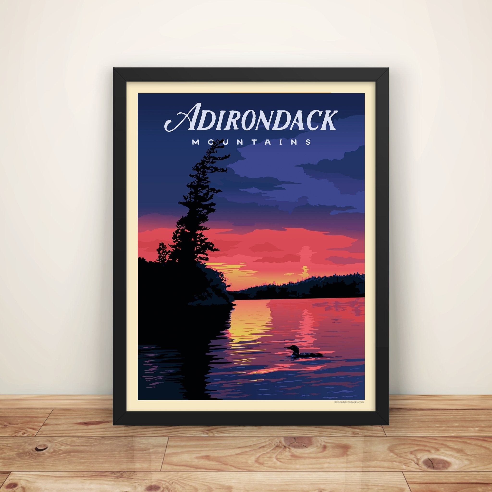 Common Loon at Sunset Wall Art Poster - Nature Wildlife Decor for Living Room, Bedroom & Office - Premium Canvas Print for Home & Office Decor