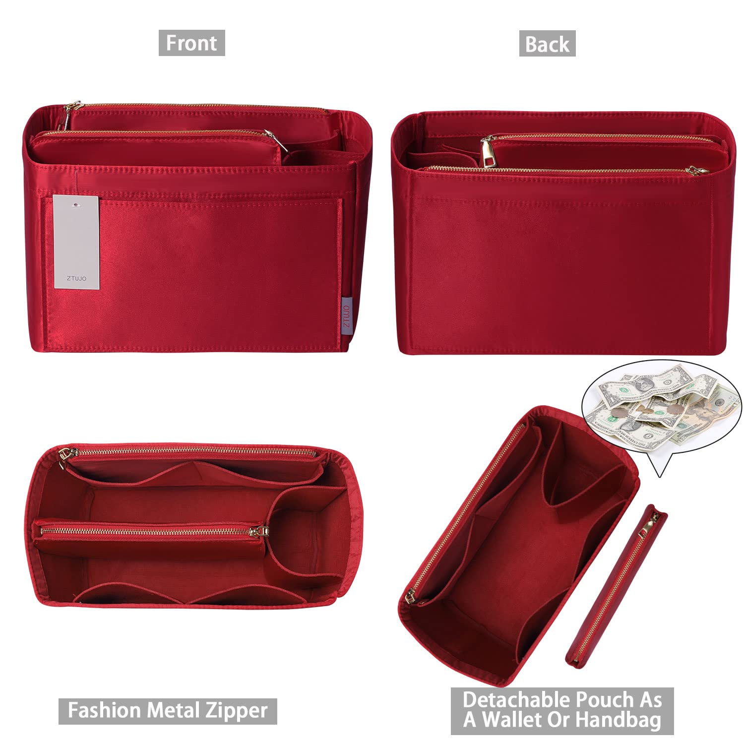 ZTUJO Felt Purse Organizer Insert for Speedy, Neverfull, Graceful & Tote Bags - Handbag Shaper & Storage Solution | Perfect for Travel, Work & Daily Use