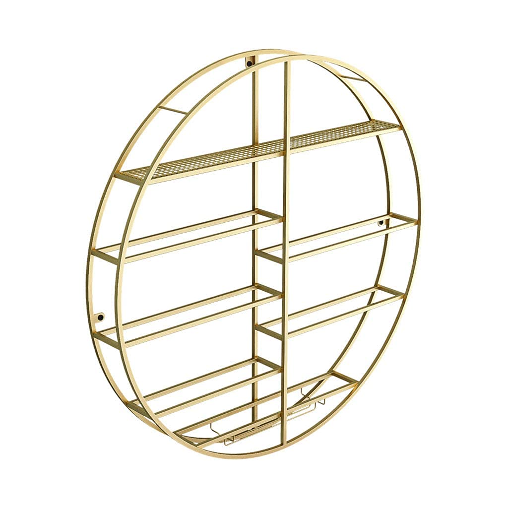 Modern Round Wall Mounted Wine Rack with Stemware Holder - 23.6 Inch Creative Metal Wine Storage & Display Shelf for Kitchen, Bar, Dining Room Decor