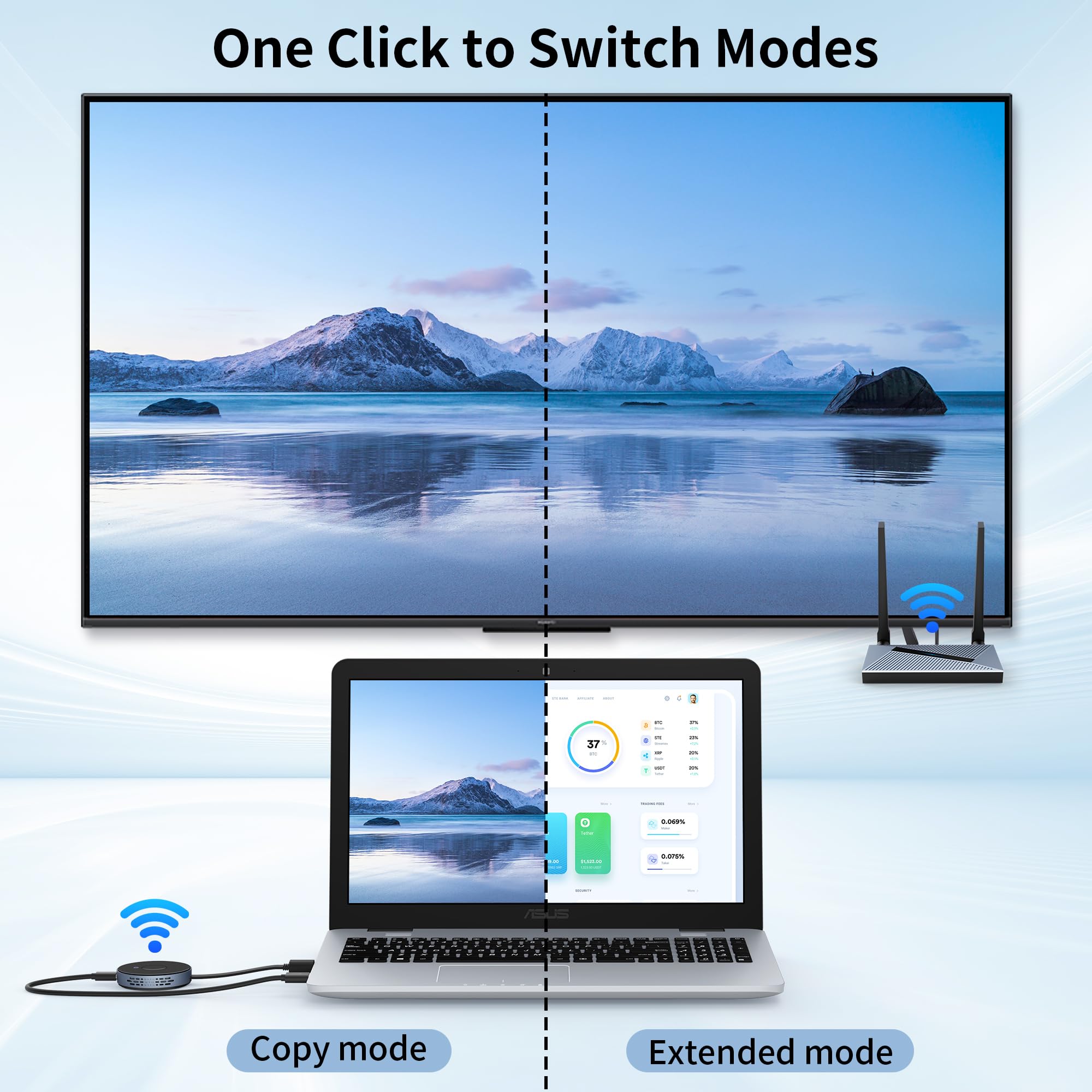 Wireless HDMI Transmitter & Receiver Kit - 4K Ultra HD Plug & Play Dongle Adapter with 2.4G/5GHz Dual Band for PC/Laptop to Monitor/TV | Perfect for Home Theater, Gaming & Office Presentations