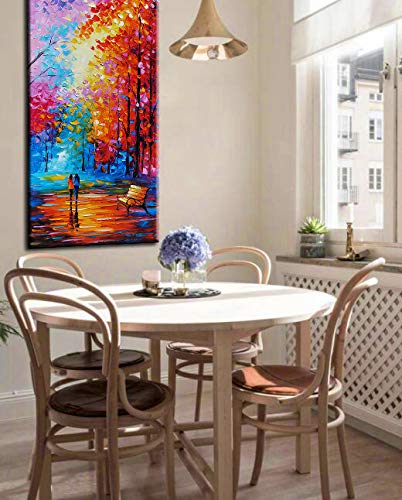 Tyed Art - Modern Abstract Landscape Oil Painting on Canvas, Textured Tree Art with Palette Knife Technique, Large Wall Art 24x48 Inch for Living Room, Bedroom & Office Decor