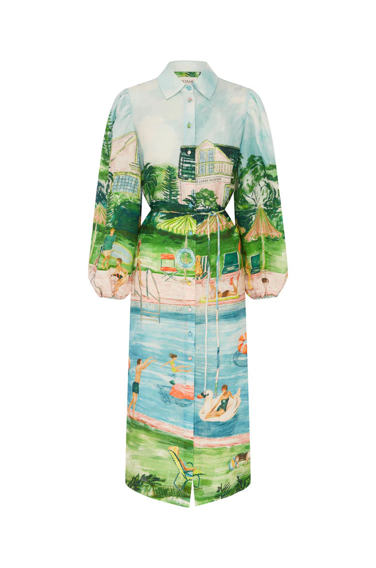 Alexandra Women's Floral Summer Dress - Elegant Short Sleeve A-Line Midi Dress for Casual Wear, Beach Vacation, and Date Night