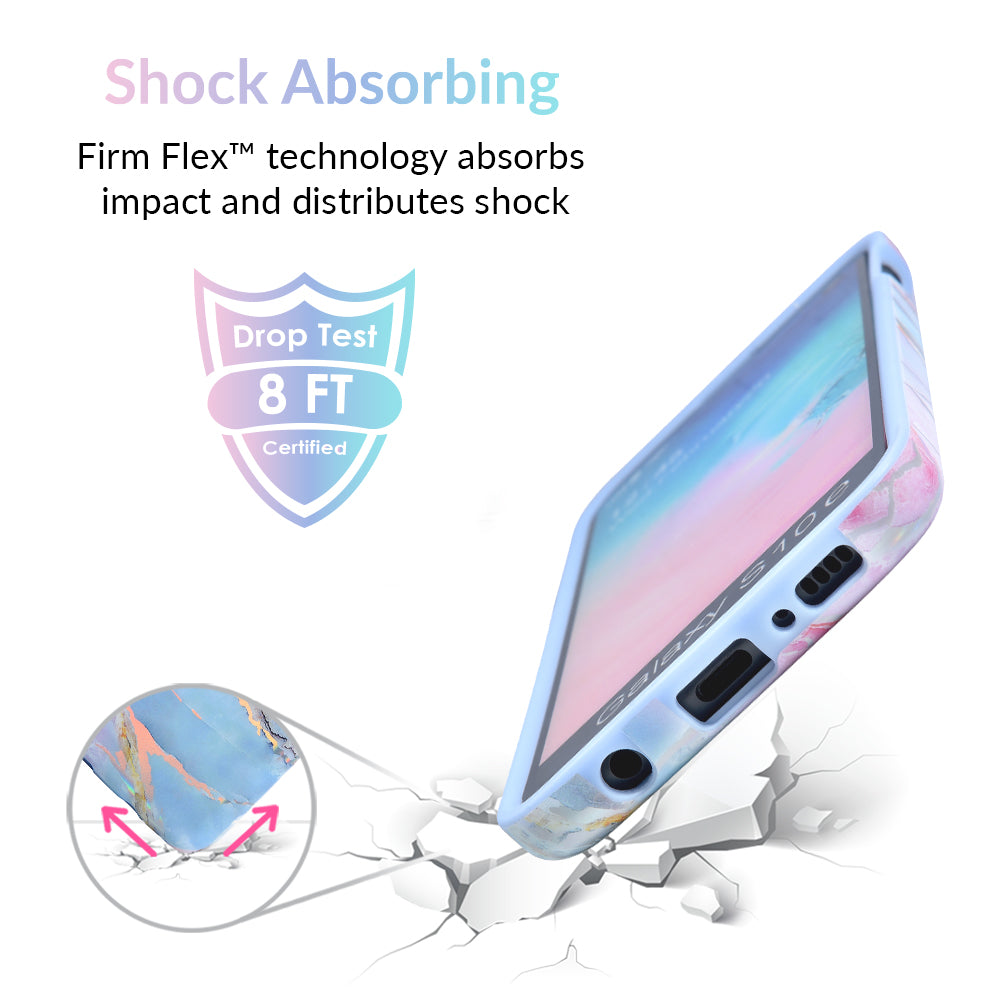 Holo Moonstone Marble Samsung Galaxy Phone Case - Protective Cover for Galaxy S21/S22/S23 Series - Stylish Glitter Design for Everyday Use & Special Occasions