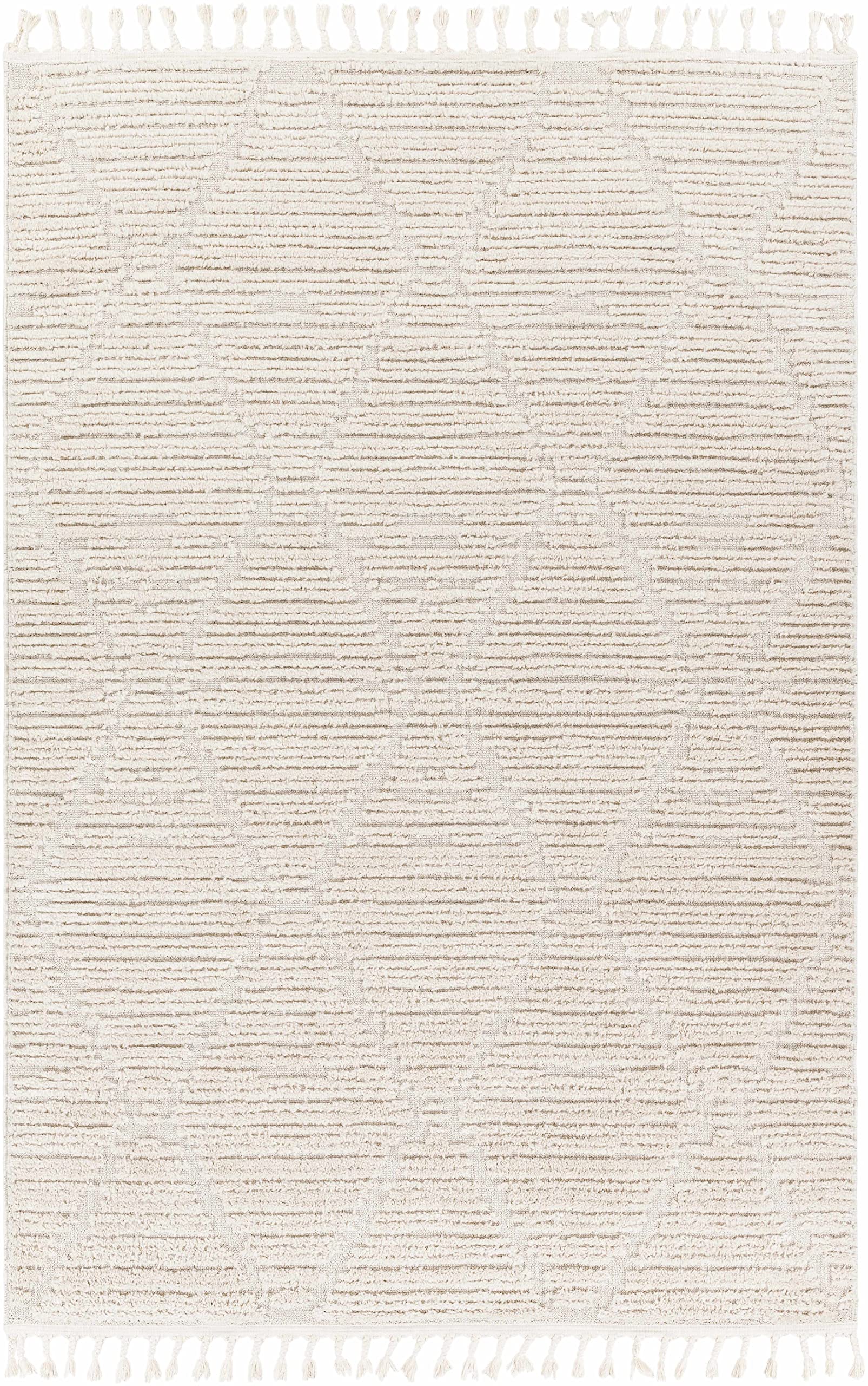 Luxury Hauteloom Mengen Plush High Pile Area Rug - Soft Ivory Shag Carpet for Living Room & Bedroom - 6'7
