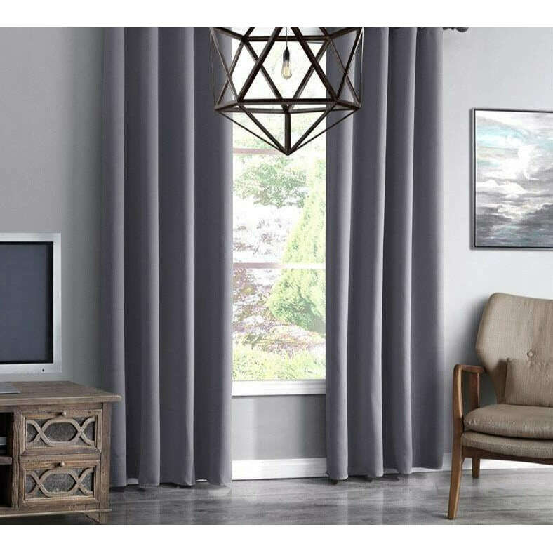 Jason Modern Plain Blackout Curtains - Light Blocking Thermal Insulated Window Drapes for Bedroom & Living Room (Gray) - Perfect for Home Theater, Nursery & Shift Workers