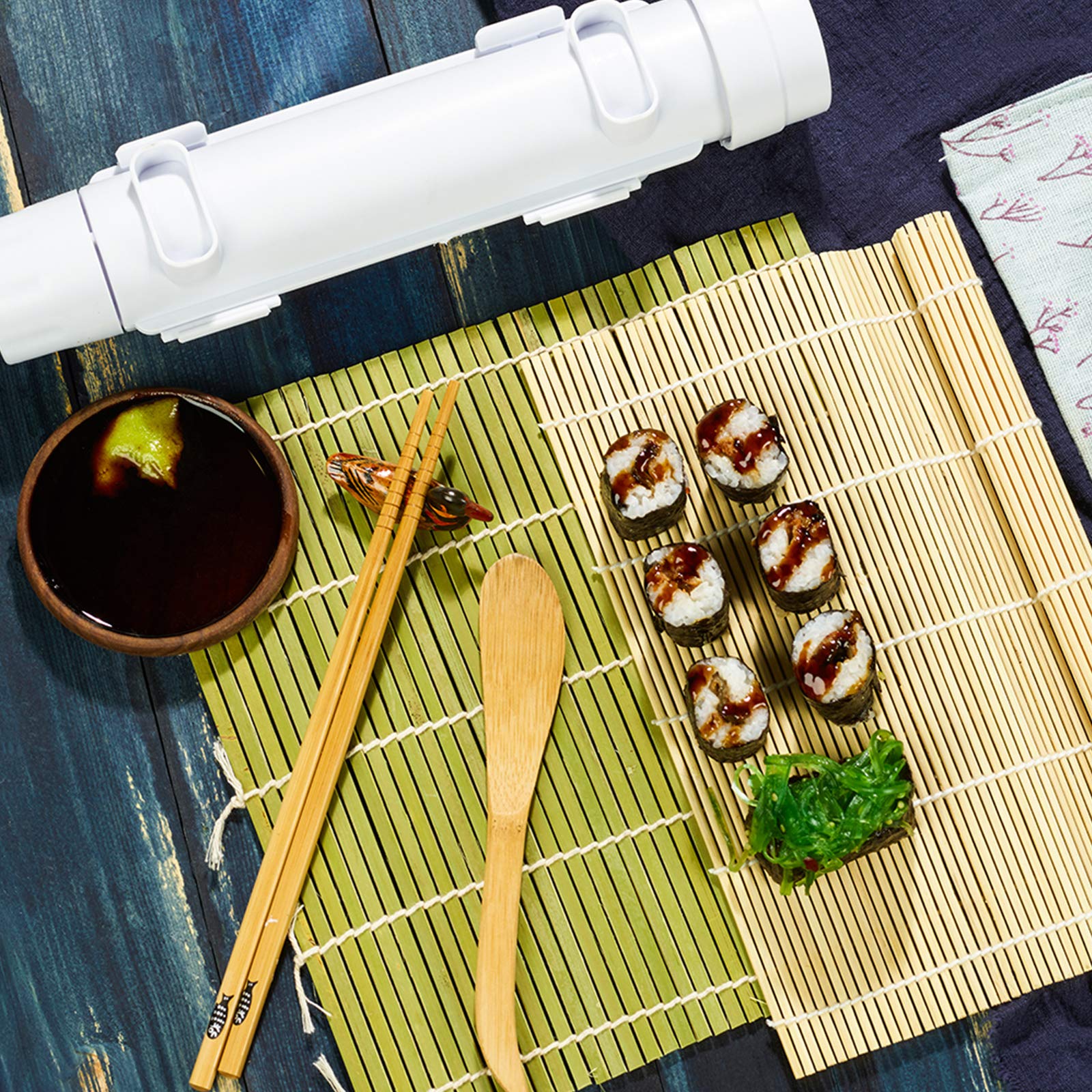 ISSEVE Sushi Making Kit - Complete DIY Sushi Roller with Bamboo Mats, Chopsticks, Paddle & Knife | Perfect for Home Chefs & Japanese Cuisine Lovers | Great for Parties, Date Nights & Family Cooking Activities