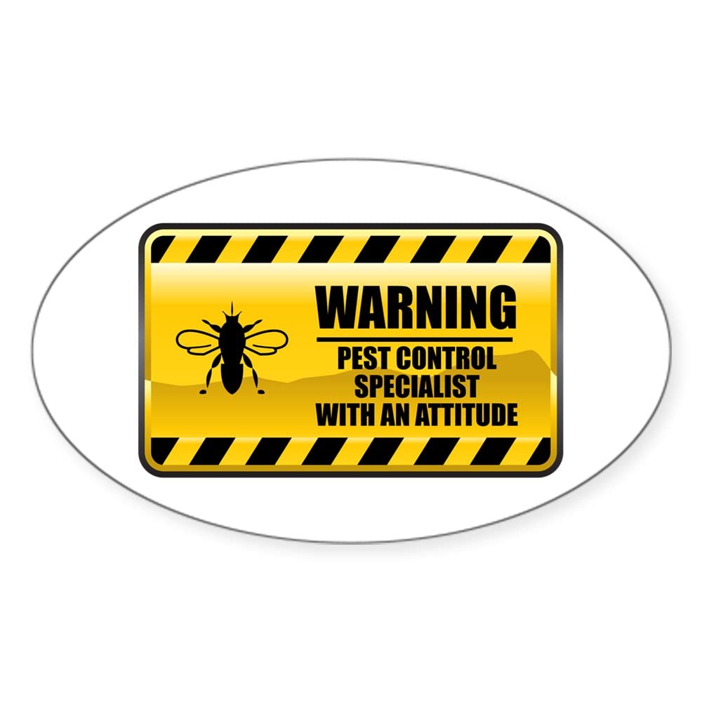 Pest Control Specialist Oval Sticker - Durable Bumper Decal for Cars & Trucks - Funny Warning Vinyl Decal for Pest Exterminators - Perfect for Vehicles, Laptops & Toolboxes