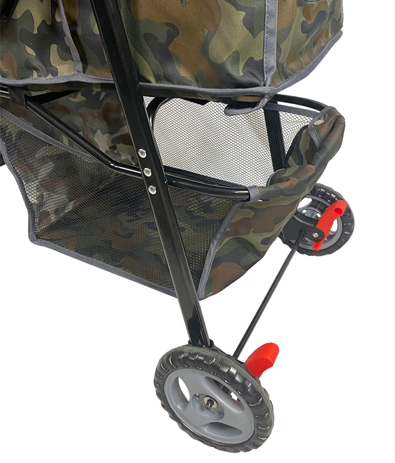 AmorosO 4 Wheel Pet Stroller for Small & Medium Dogs & Cats - Lightweight Foldable Travel Carrier with Waterproof Cover & Storage Basket - Perfect for Jogging, Shopping & Outdoor Adventures