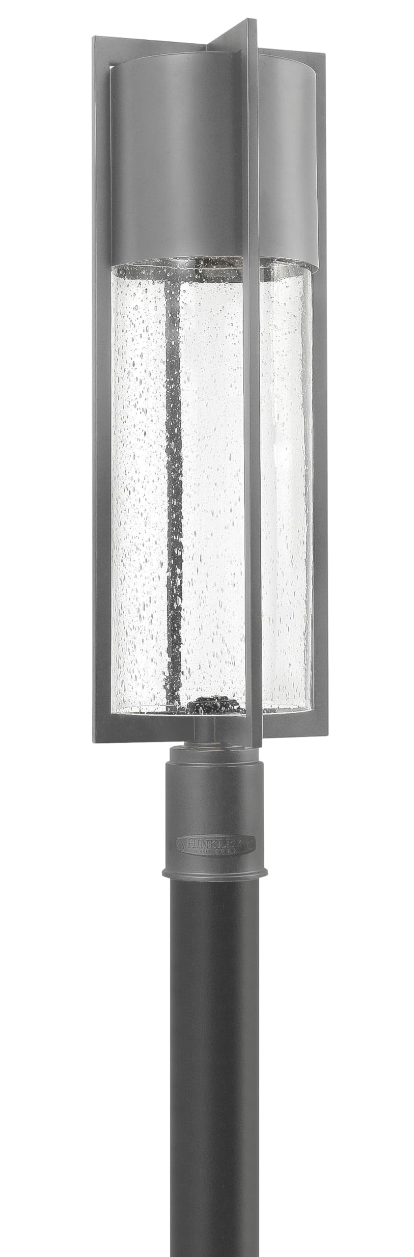 Hinkley Shelter Large LED Post Top or Pier Mount Outdoor Lantern - Aluminum Construction with Clear Seedy Glass Shade, Dark Sky Compliant Hematite Finish - Perfect for Porch, Patio, Garden and Driveway Lighting