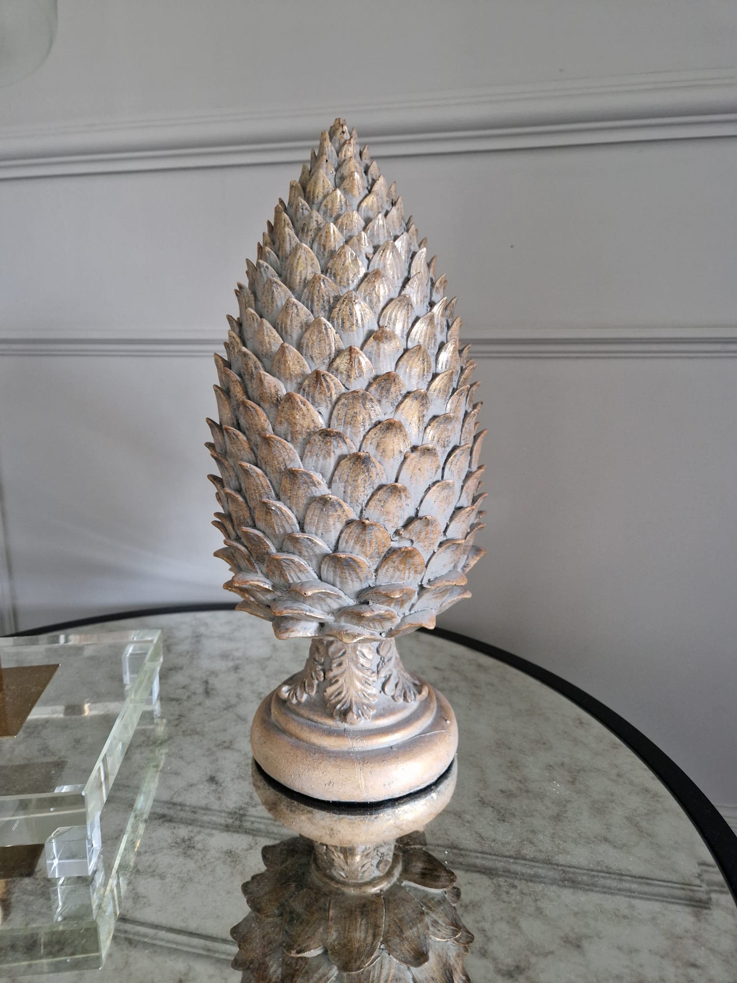 Elegant Cream & Gold Pine Cone Ornament - Handcrafted Christmas Tree Decor for Holiday Home Décor | Perfect for Xmas, Winter, and Festive Season Decorations