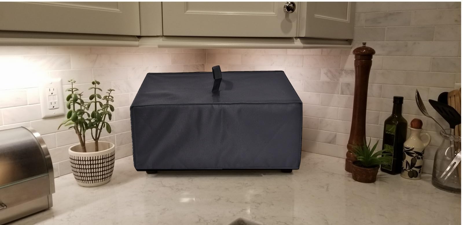 Premium Heavy-Duty Fabric Toaster Oven Dust Cover - Compatible with Nuwave Bravo & Bravo XL Pro 30QT Air Fryer Toaster Oven (Black) | Protective Cover for Countertop Appliances, Kitchen Storage & Dust Protection