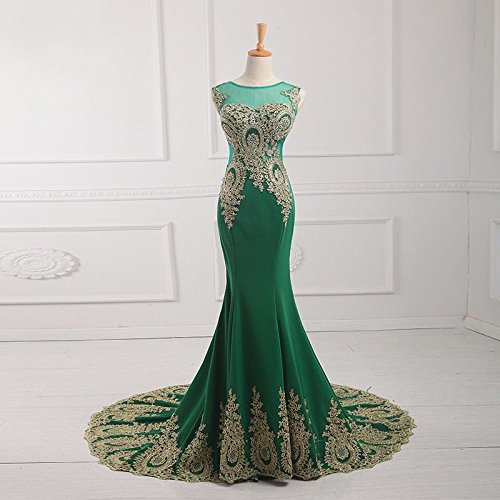 Kivary® Gold Lace Mermaid Evening Dress - Elegant Green Tulle Formal Gown for Prom, Homecoming, Wedding Guest & Special Occasions