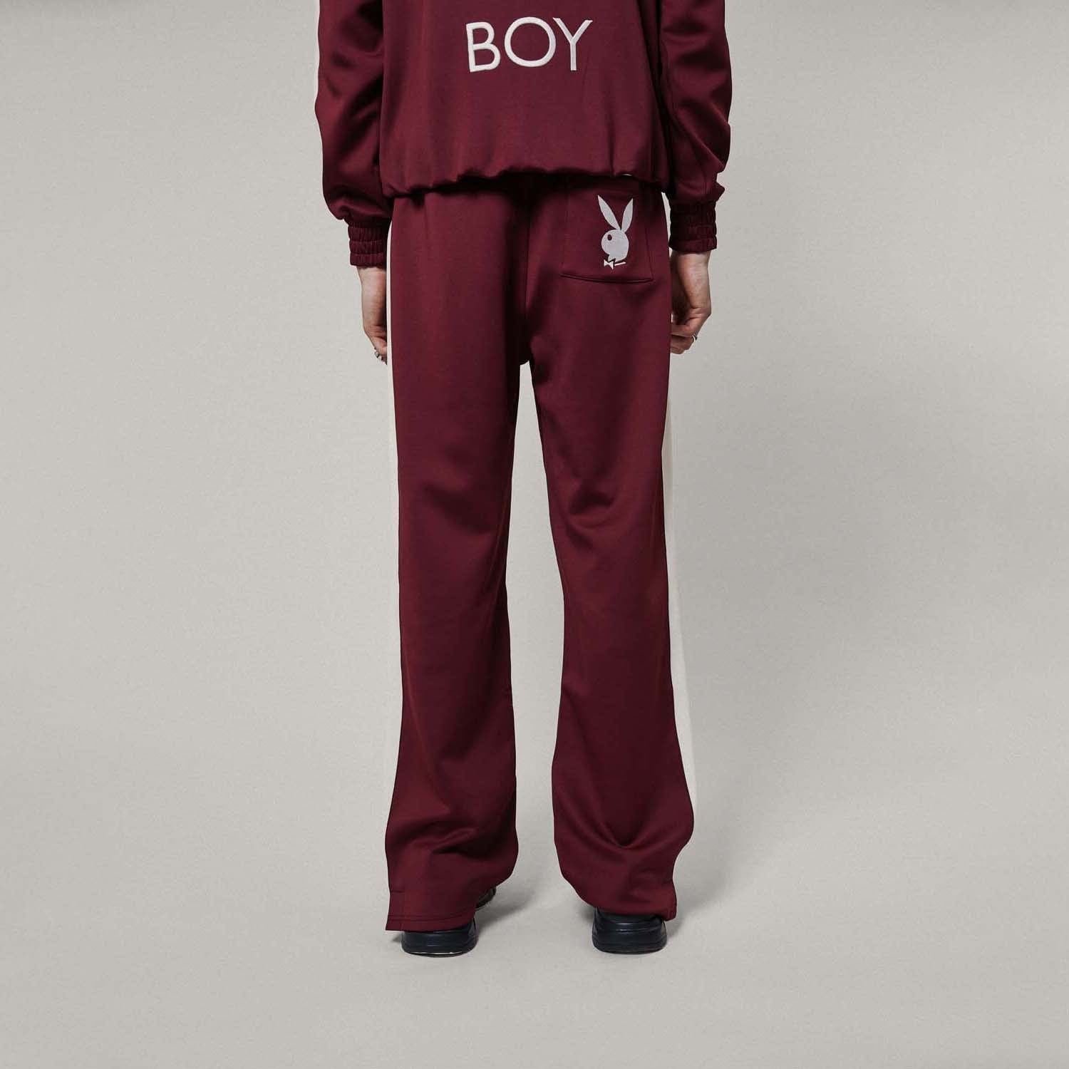 Playboy X Boy Wide Leg Nylon Track Pants for Men - Comfortable Athletic Joggers for Running, Gym & Casual Wear