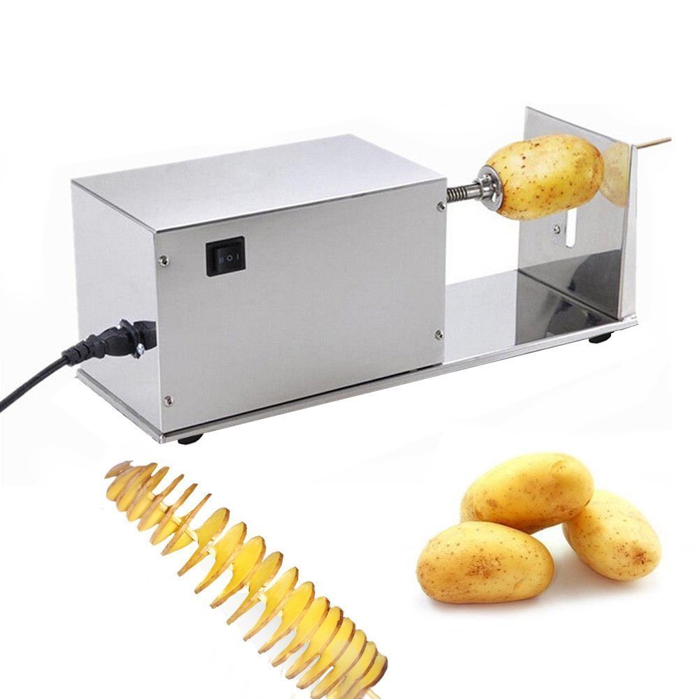 Electric Potato Slicer - Commercial Stainless Steel Tornado Spiral Cutter for French Fries & Chips | Home & Restaurant Use | Perfect for Food Trucks, Catering & Fast Food Businesses