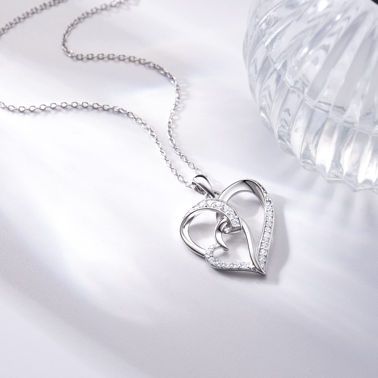 925 Sterling Silver Heart Necklace for Mom - Elegant Mother Daughter Jewelry Gift for Birthday, Anniversary & Special Occasions | Perfect for Everyday Wear, Date Nights & Heartfelt Moments
