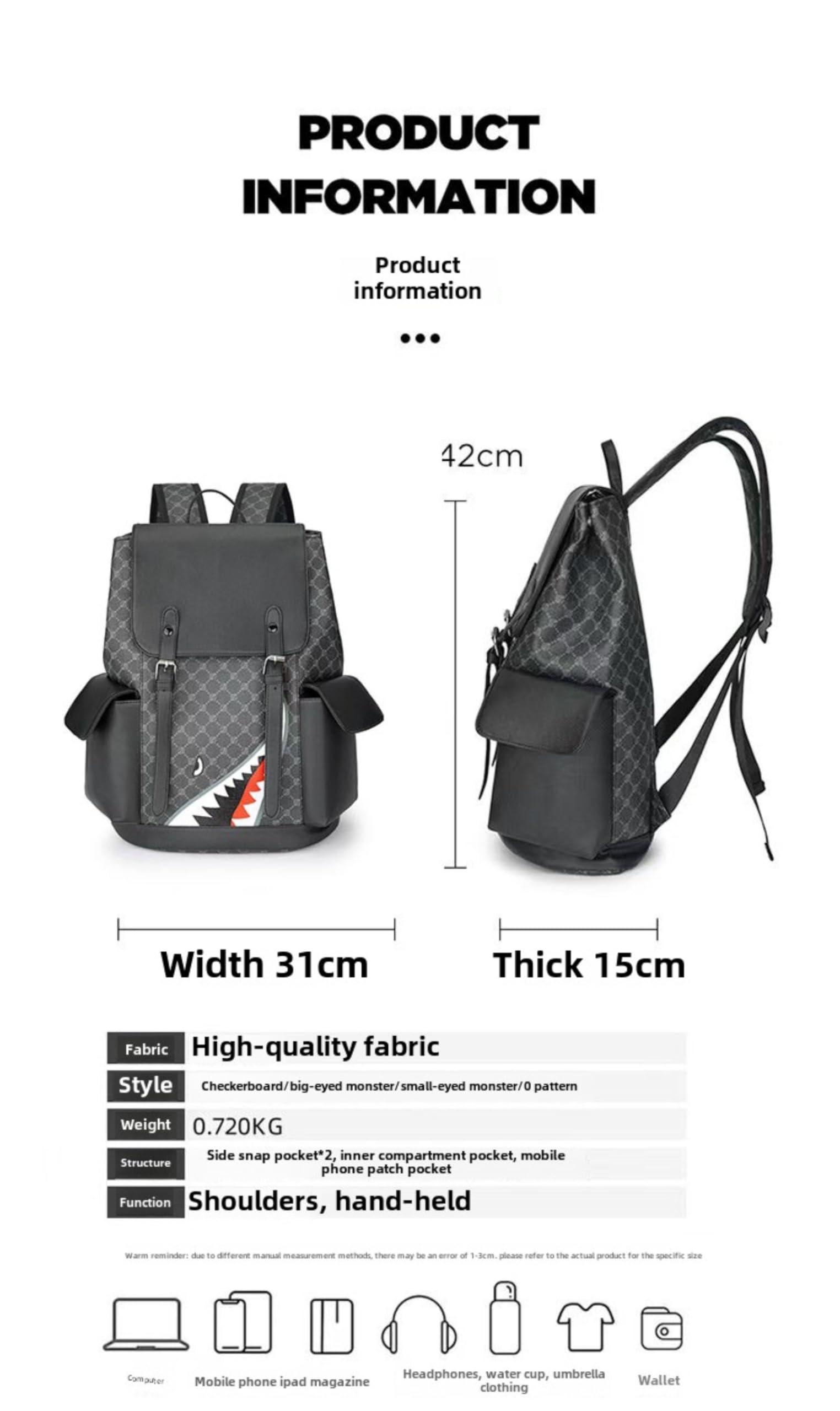 Premium Black Leather Laptop Backpack - Lightweight Water-Resistant Business & School Backpack for Men & Women - 15.6 Inch Laptop Compartment - Travel, Work & College Essentials (Black)