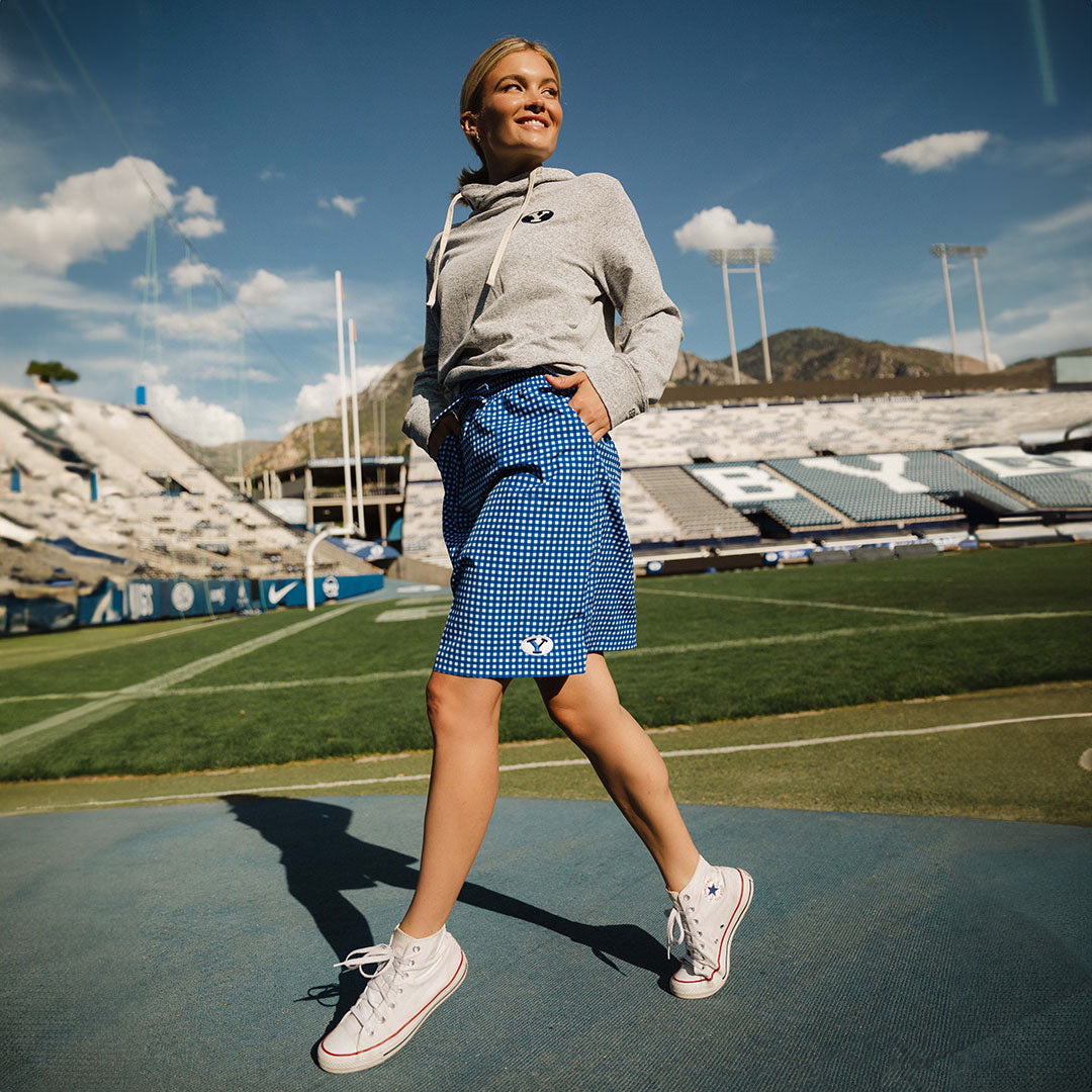 BYU Travel Hoodie for Men & Women - Soft Heather Grey Pullover Sweatshirt - Perfect for College, Campus, and Outdoor Adventures