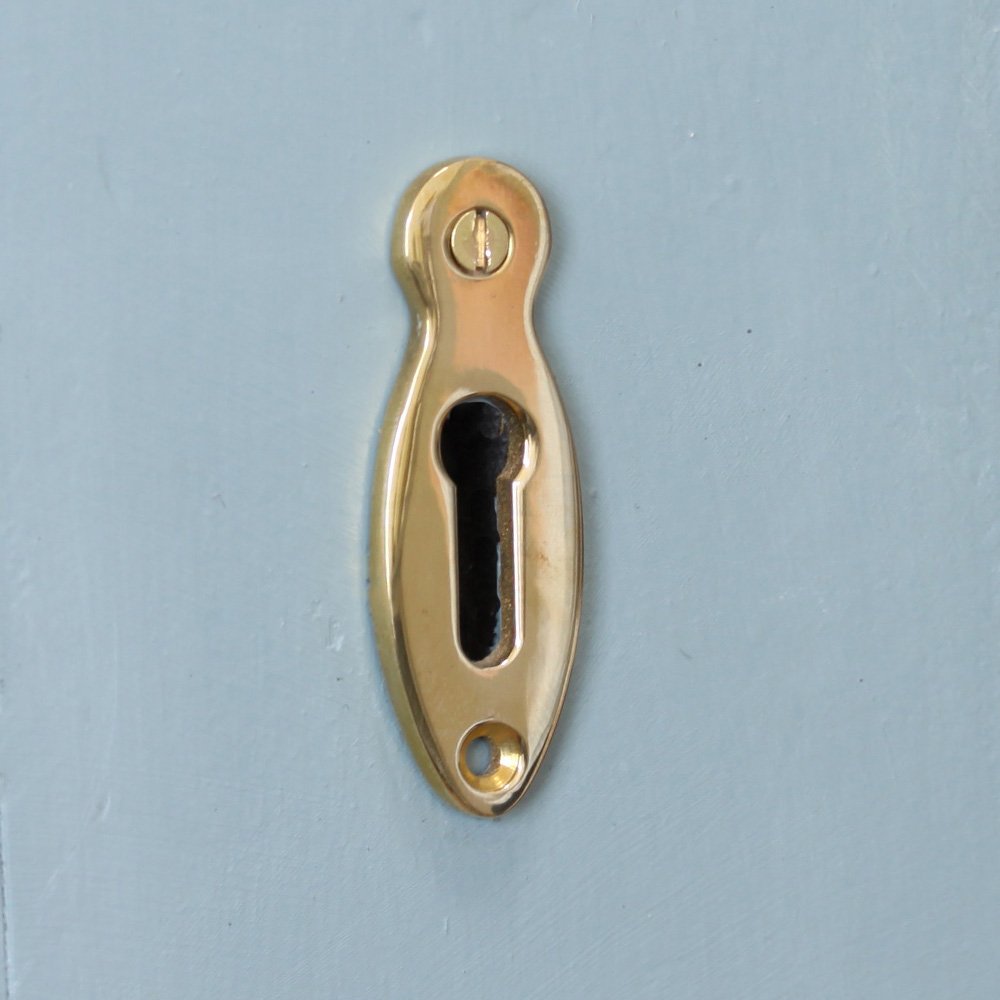 Polished Brass Teardrop Escutcheon Plate - Decorative Keyhole Cover for Doors & Cabinets - Vintage Style Hardware for Home Improvement & Furniture Restoration