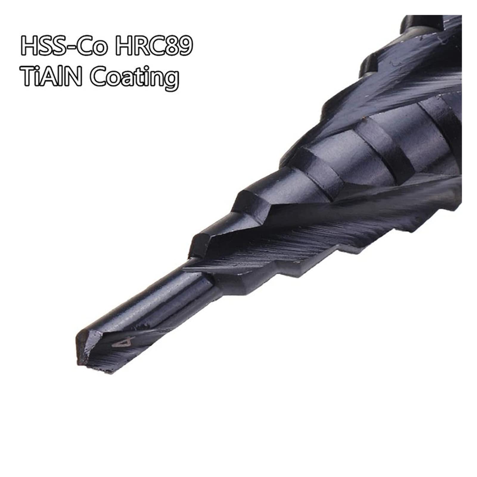 Upgraded 3-Edge Titanium Aluminum Nitride (TiAlN) Coated Step Drill Bit Set - HRC89 Hardness M35 Cobalt Steel with 1/4