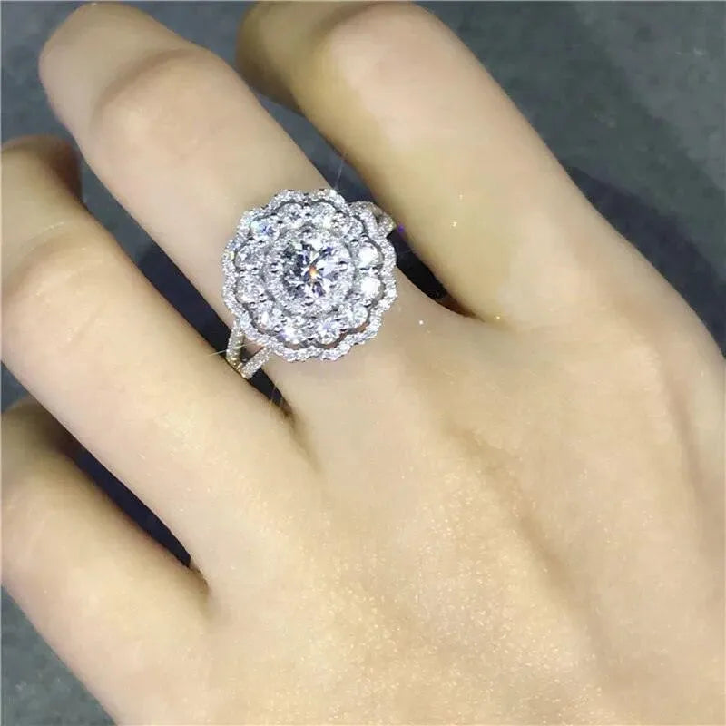 18K White Gold Natural Real Diamond Engagement & Wedding Ring with Certificate - Perfect for Proposals, Anniversaries, and Bridal Jewelry