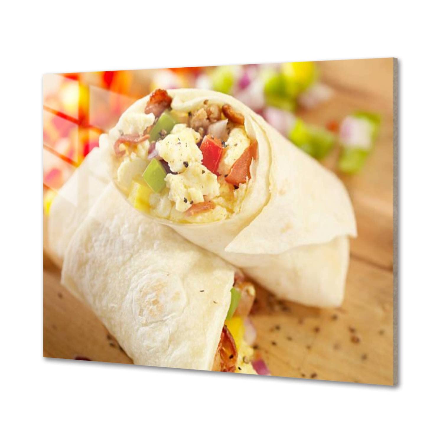 Breakfast Burrito with Scrambled Eggs Acrylic Glass Wall Art - Modern Home Decor Prints for Living Room & Bedroom - Kitchen & Dining Room Wall Decor