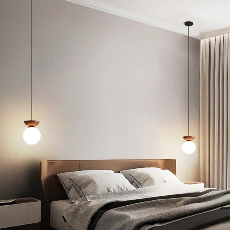 White Glass Globe Corridor Ceiling Light Fixture - Modern Round Pendant Lighting for Hallway, Entryway, Staircase & Foyer